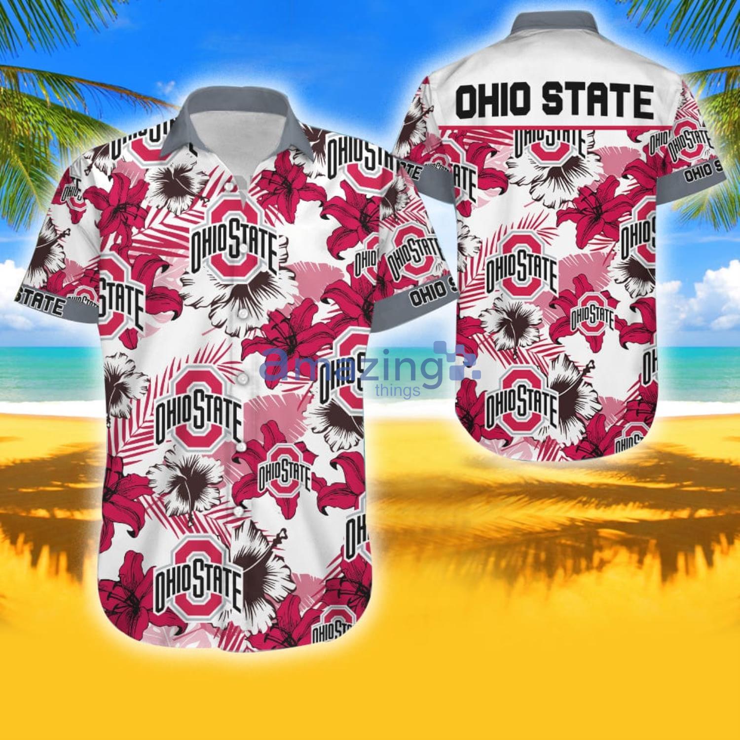 Ohio State Buckeyes Hibiscus Combo Hawaiian Shirt And Shorts Gift For Summer Product Photo 1