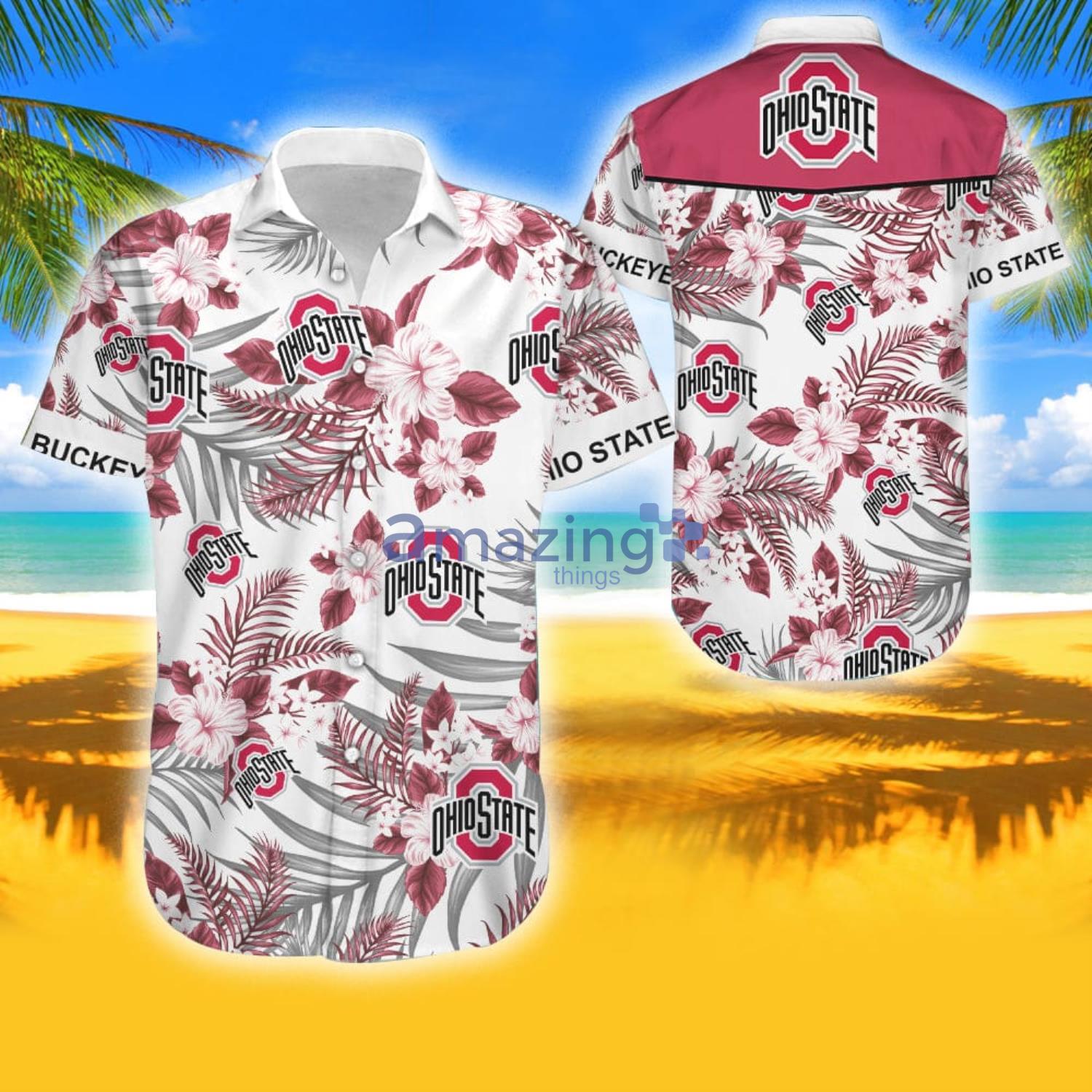 Ohio State Buckeyes Button Up Tropical Aloha Hawaiian Shirt