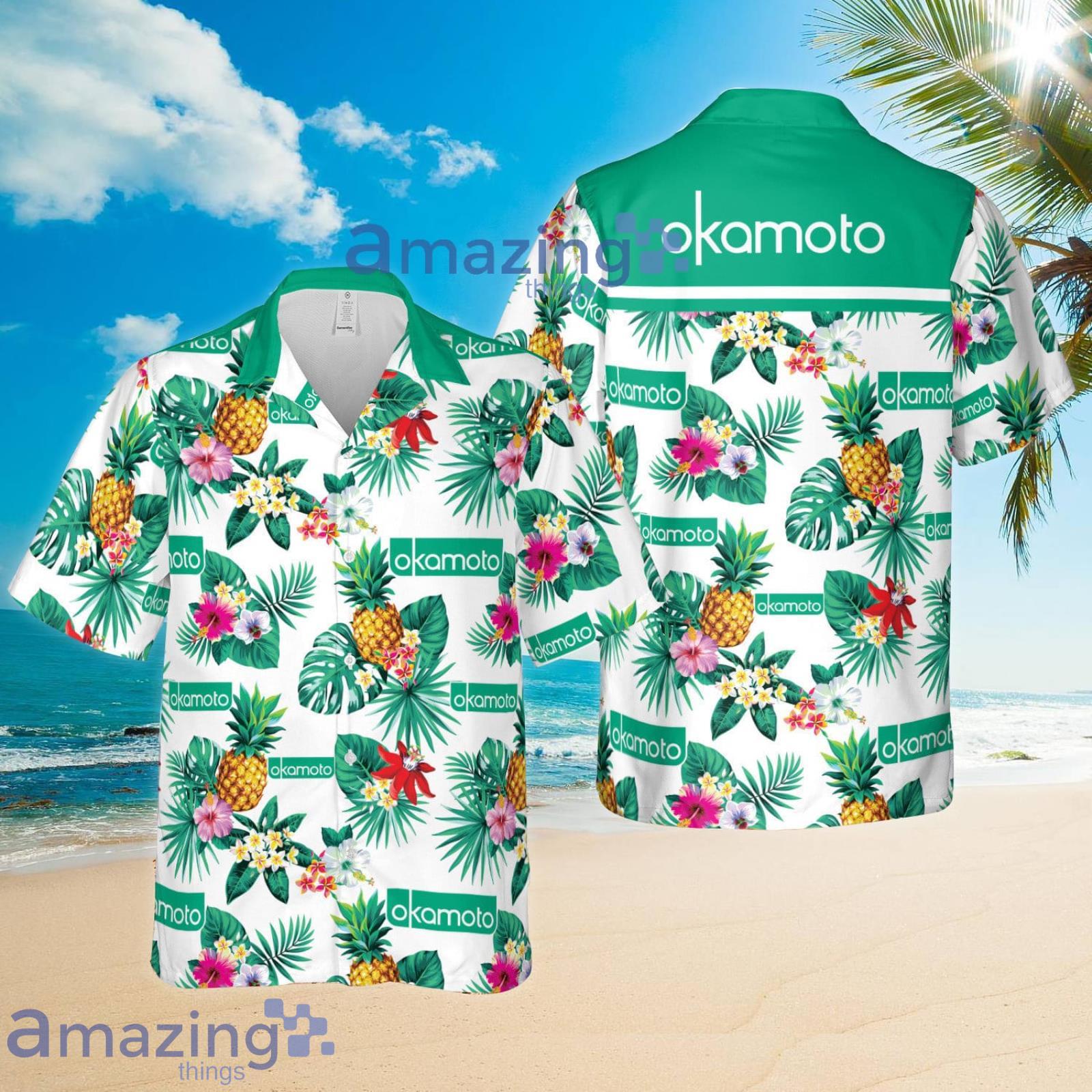 Okamoto Condoms Pineapple Tropical Flower Summer Set Hawaiian Shirt And Shorts Product Photo 1