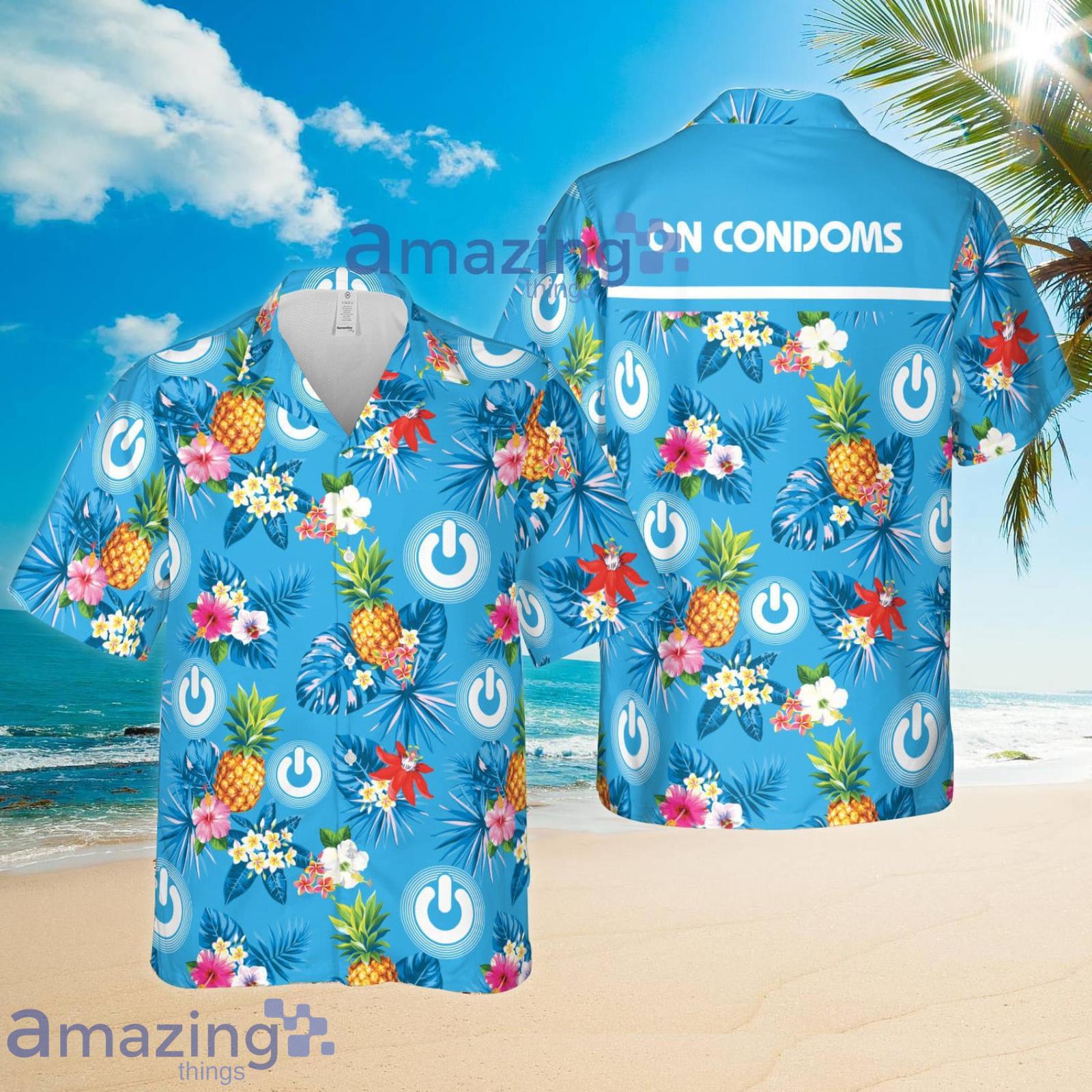 ON Condoms Pineapple Tropical Flower Summer Set Hawaiian Shirt And Shorts Product Photo 1