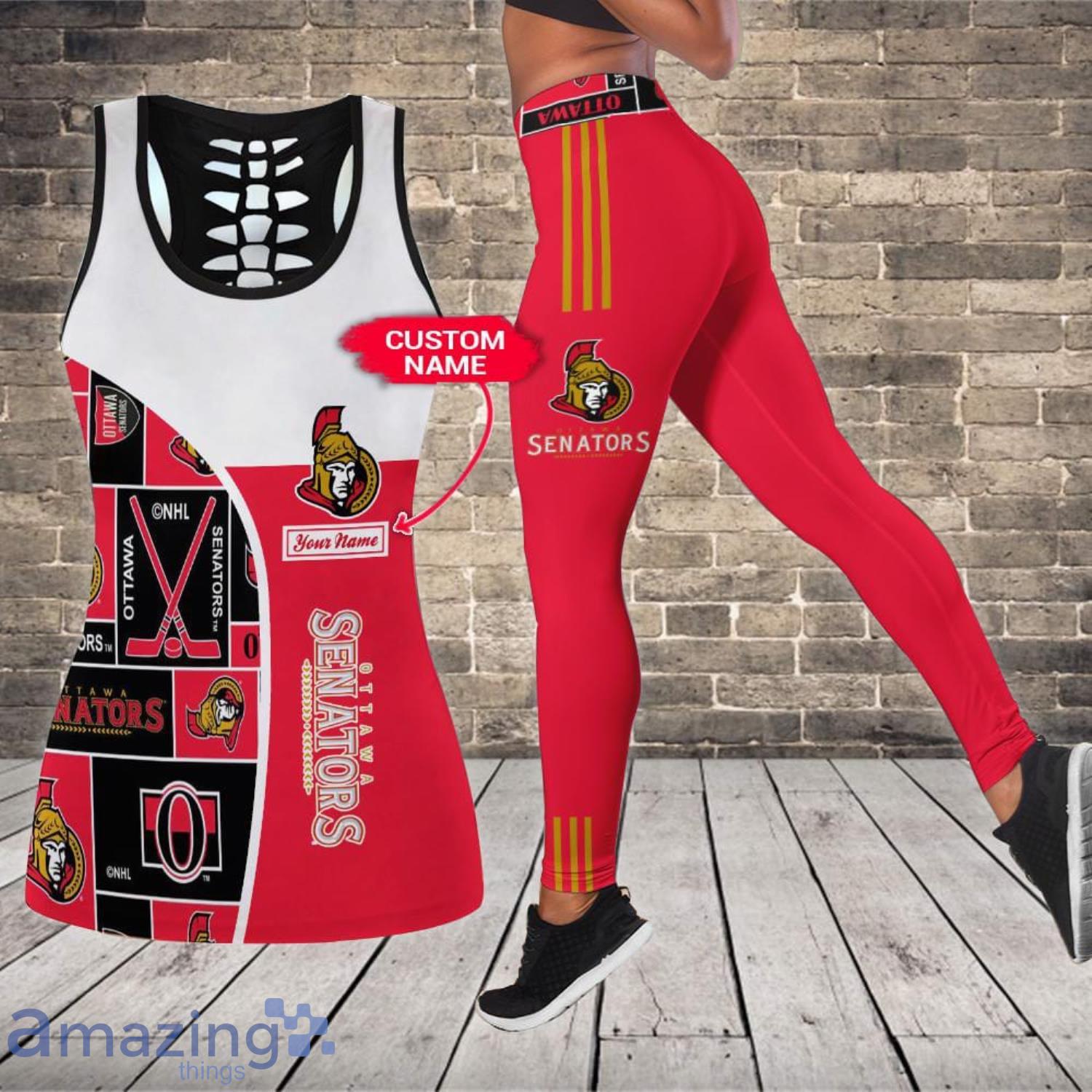 Ottawa Senators Custom Name Leggings And Hollow Tank Top For Women Product Photo 1