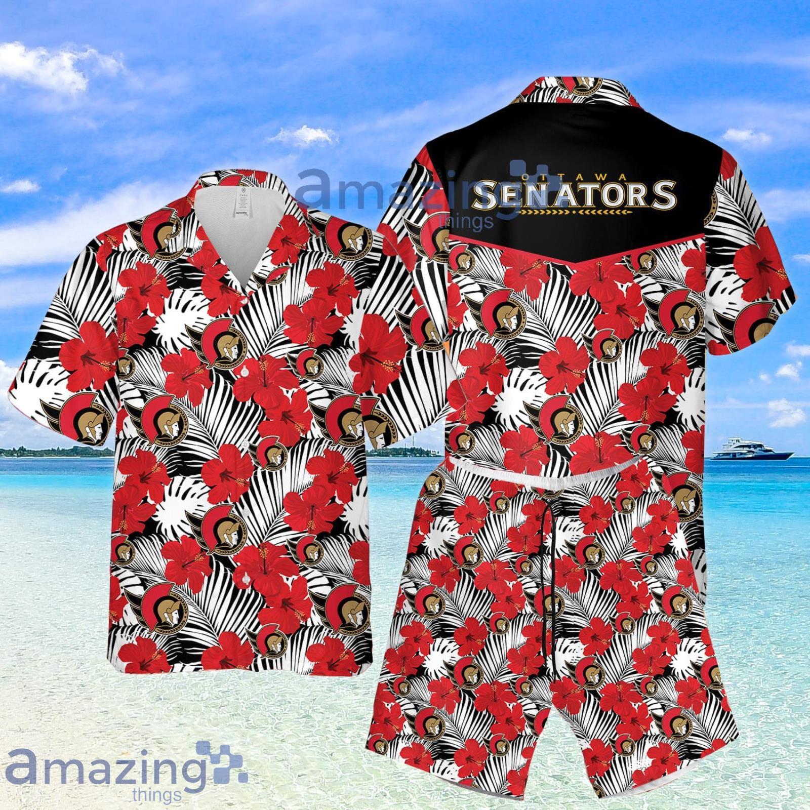 Ottawa Senators Hibiscus Summer Set Hawaiian Shirt And Shorts Product Photo 1