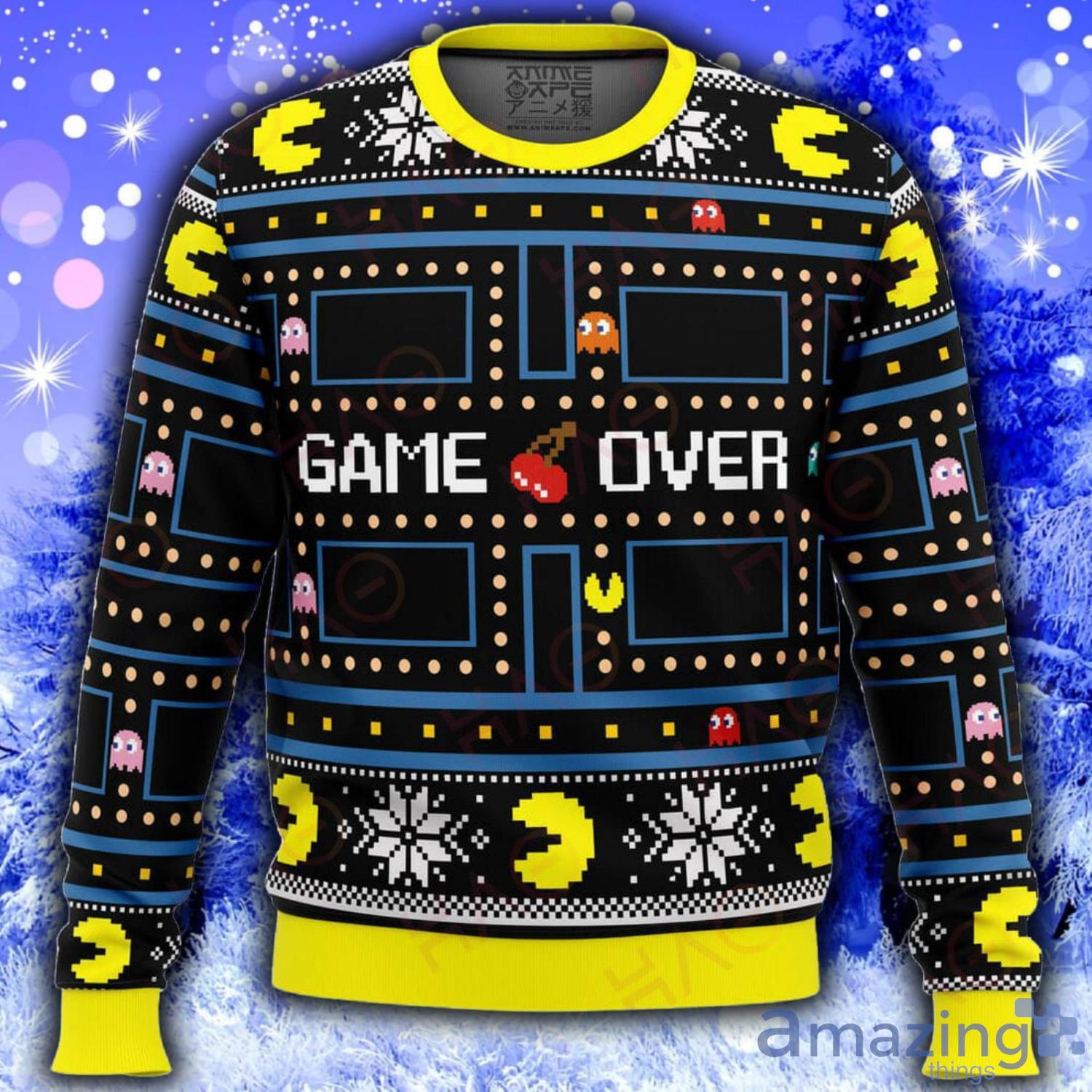 Pacman Game Over Xmas Knitting Pattern Christmas 3D Sweater Product Photo 1 Pacman Game Over Xmas Knitting Pattern Christmas 3D Sweater Product Photo 1