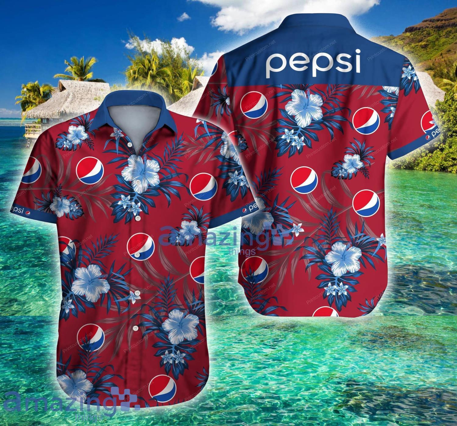 Pepsi Logo Summer Tropical Short Sleeve Hawaiian Shirt For Men And Women Product Photo 1