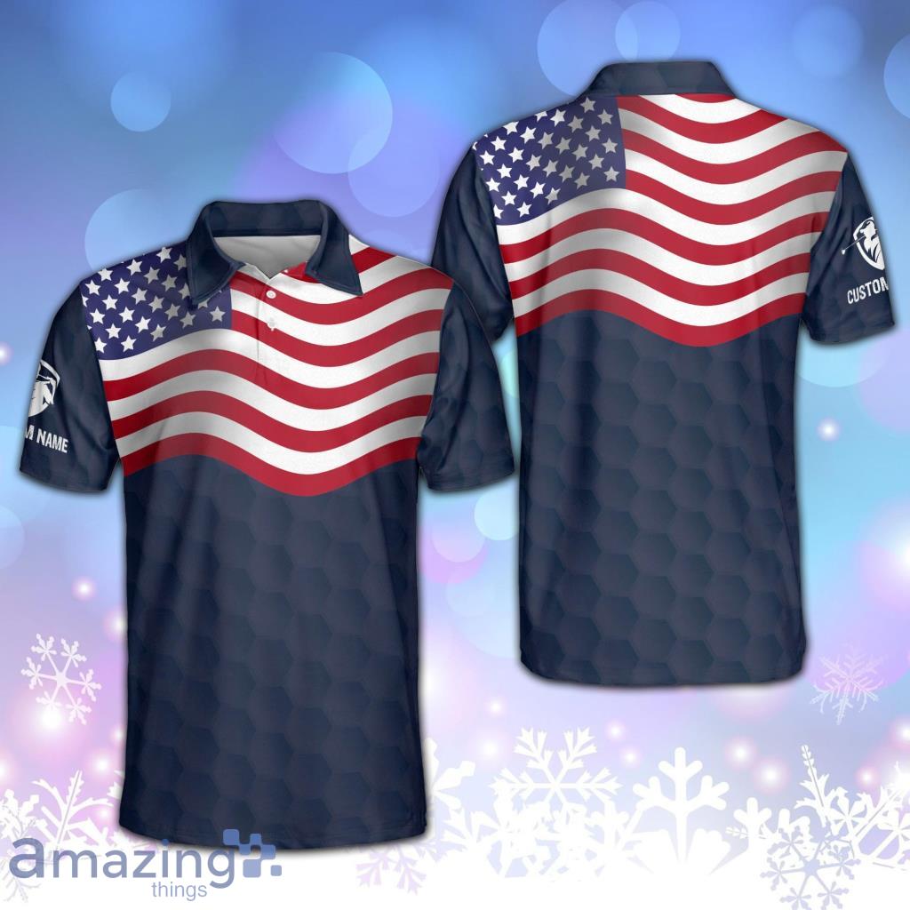 Personalized American Flag Patriotic Crazy Golf Navy Polo Shirt - Personalized American Flag Patriotic Crazy Golf Navy Polo Shirt
