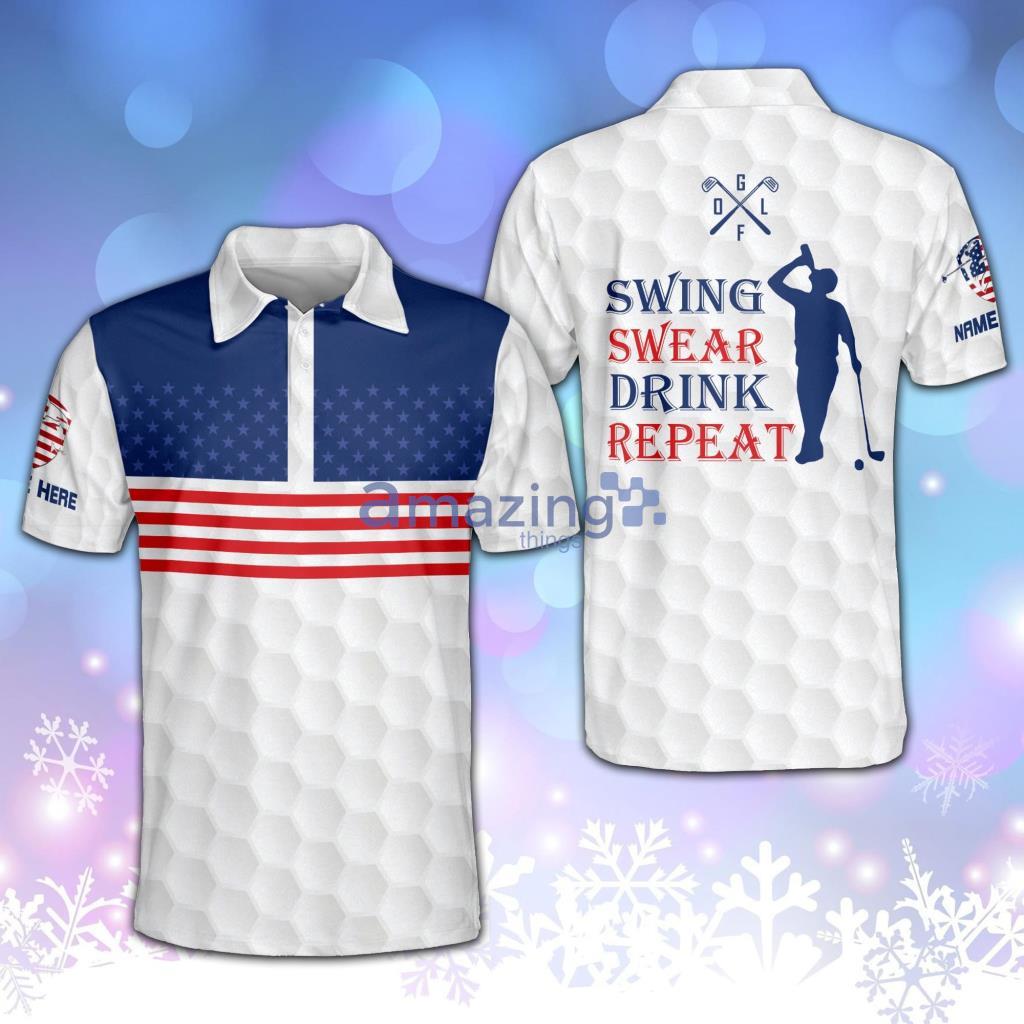 Personalized Funny Mens Swing Swear Repeat Polo Shirt - Personalized Funny Mens Swing Swear Repeat Polo Shirt