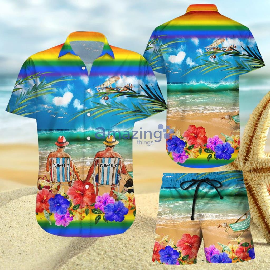 Personalized Gay Couple Pride LGBT Beach Summer Hawaiian Shirt And Short - Personalized Gay Couple Pride LGBT Beach Summer Hawaiian Shirt And Short