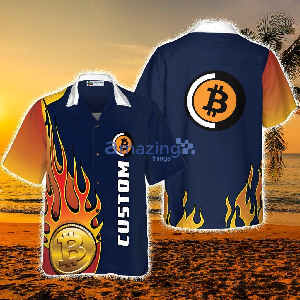 Personalized Name Bitcoin Logo Custom Tropical Hawaiian Shirt - Personalized Name Bitcoin Logo Custom Tropical Hawaiian Shirt