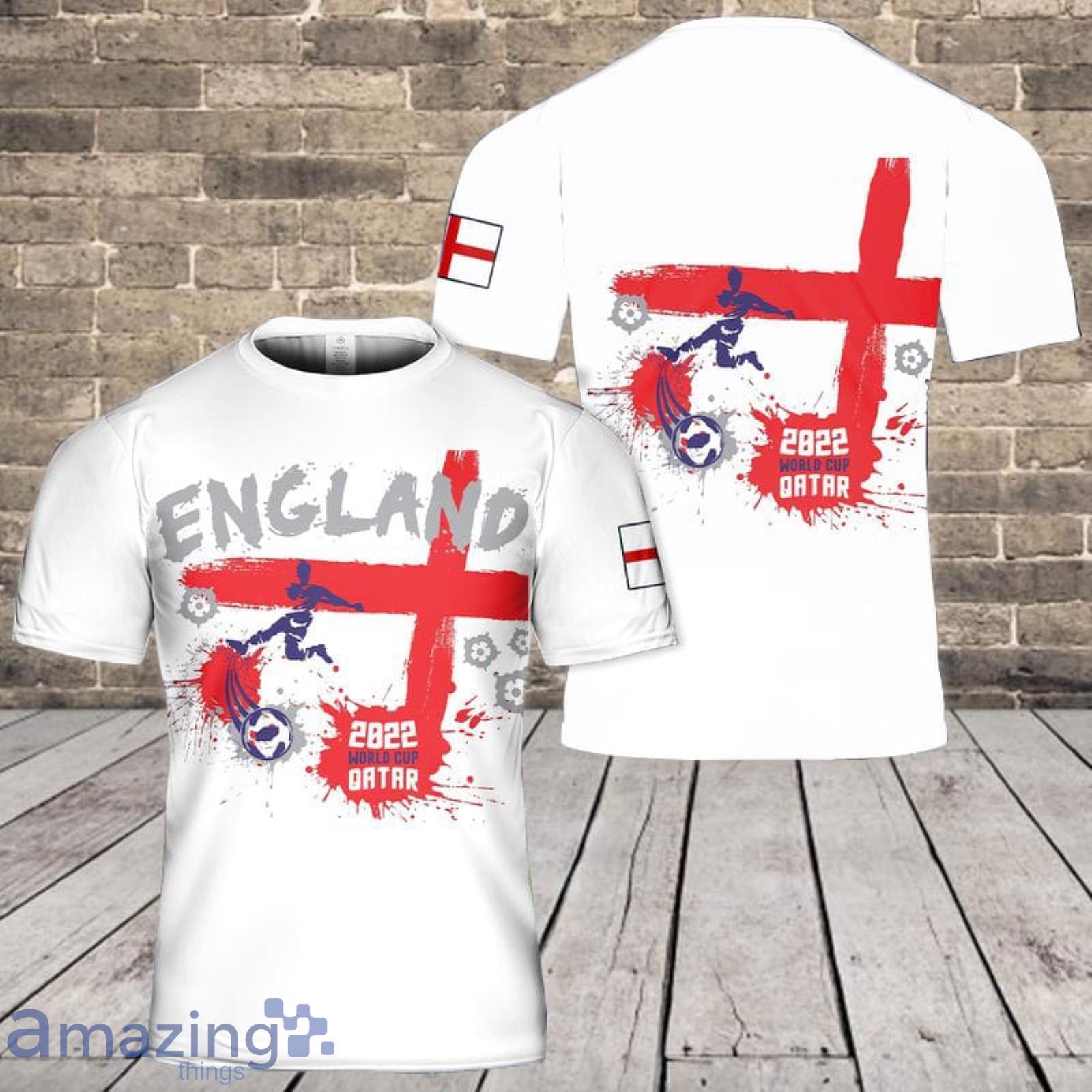 Personalized Name England Football World Cup 2022 3D T-Shirt Product Photo 1
