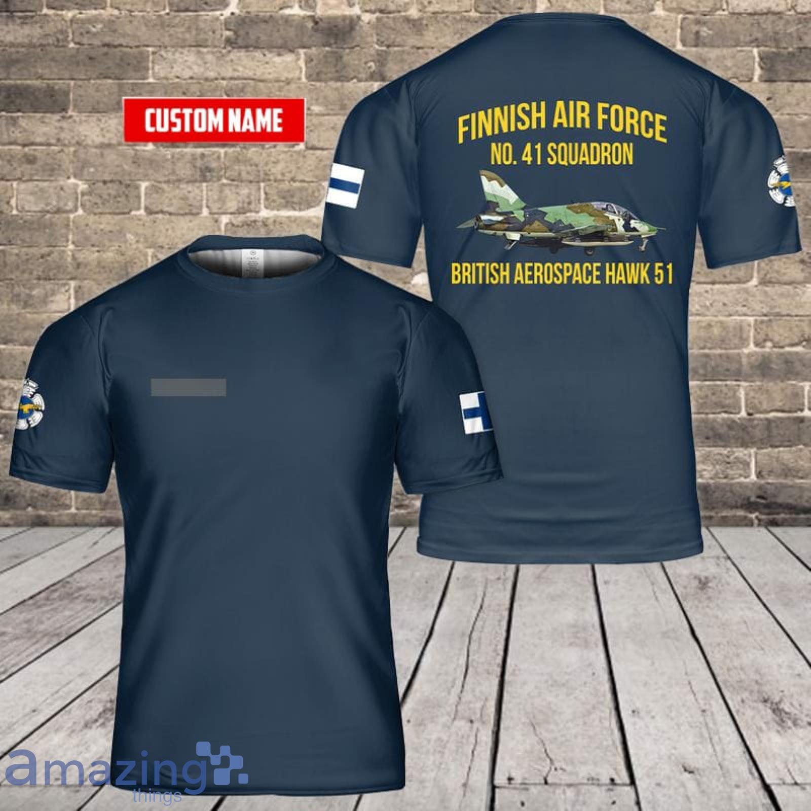 Personalized Name Finnish Air Force No. 41 Squadron British Aerospace Hawk 51 3D T-Shirt Product Photo 1