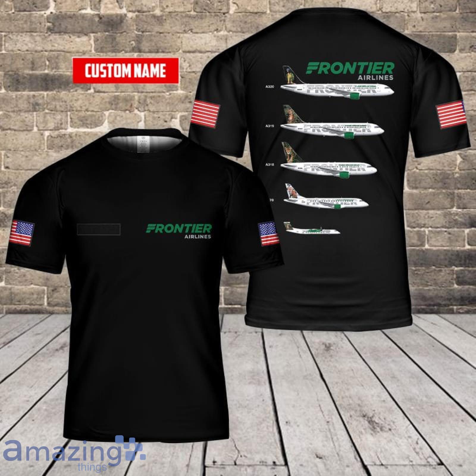 Personalized Name Frontier Airlines 3D T-Shirt Product Photo 1