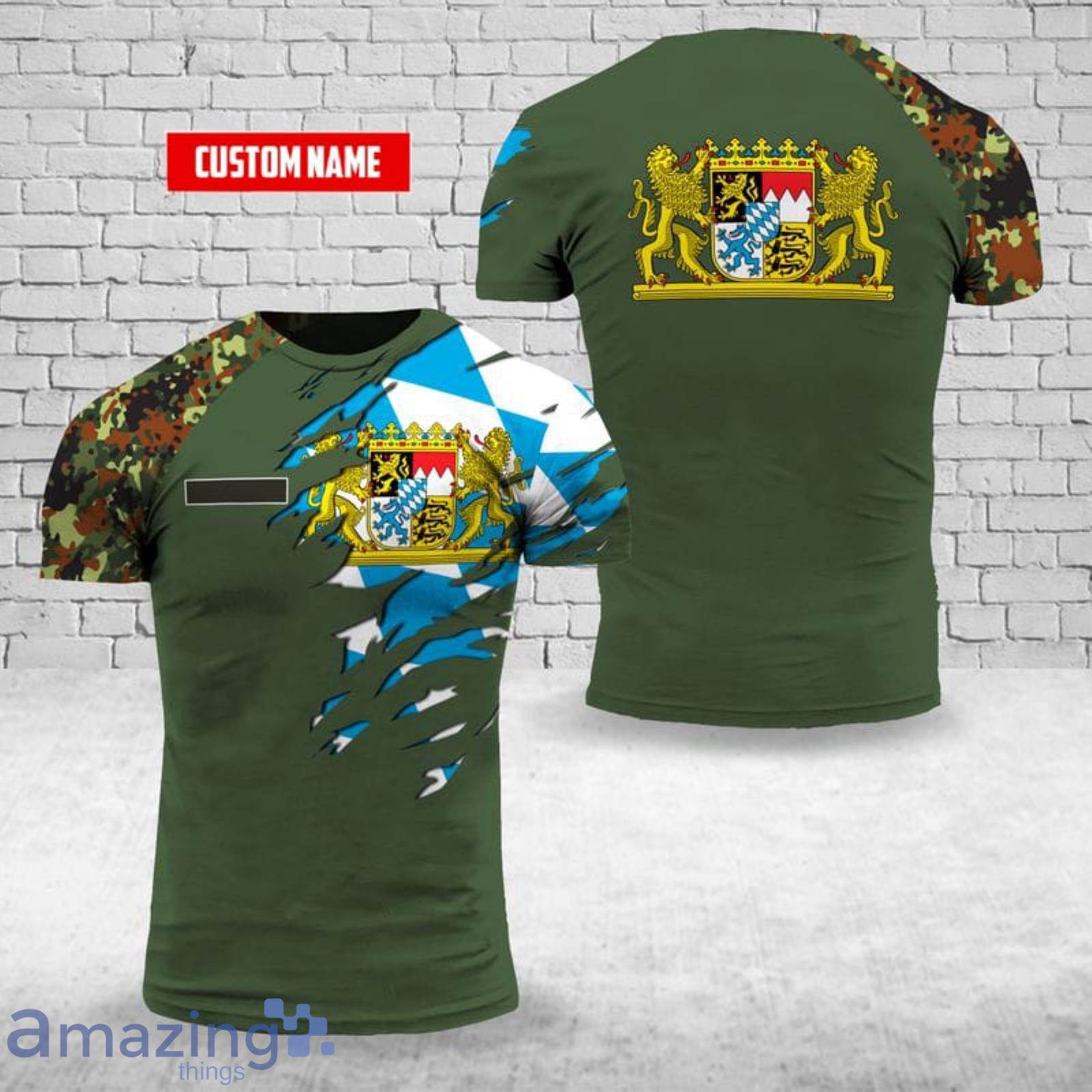 Personalized Name Germany Bavaria Flag 3D T-Shirt Product Photo 1