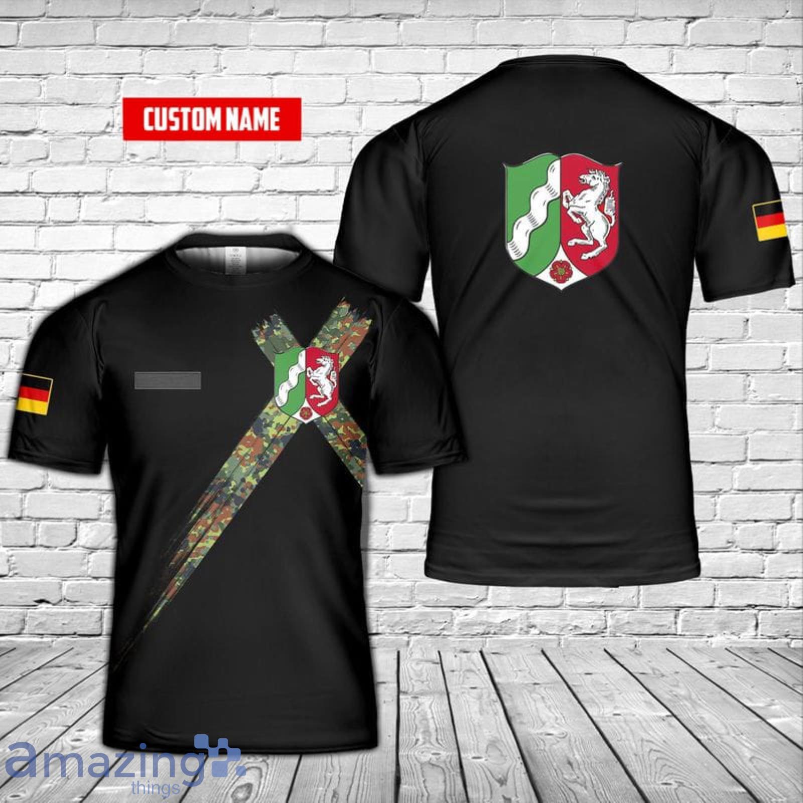 Personalized Name Germany North Rhine-Westphalia 3D T-Shirt Product Photo 1 Personalized Name Germany North Rhine-Westphalia 3D T-Shirt Product Photo 1