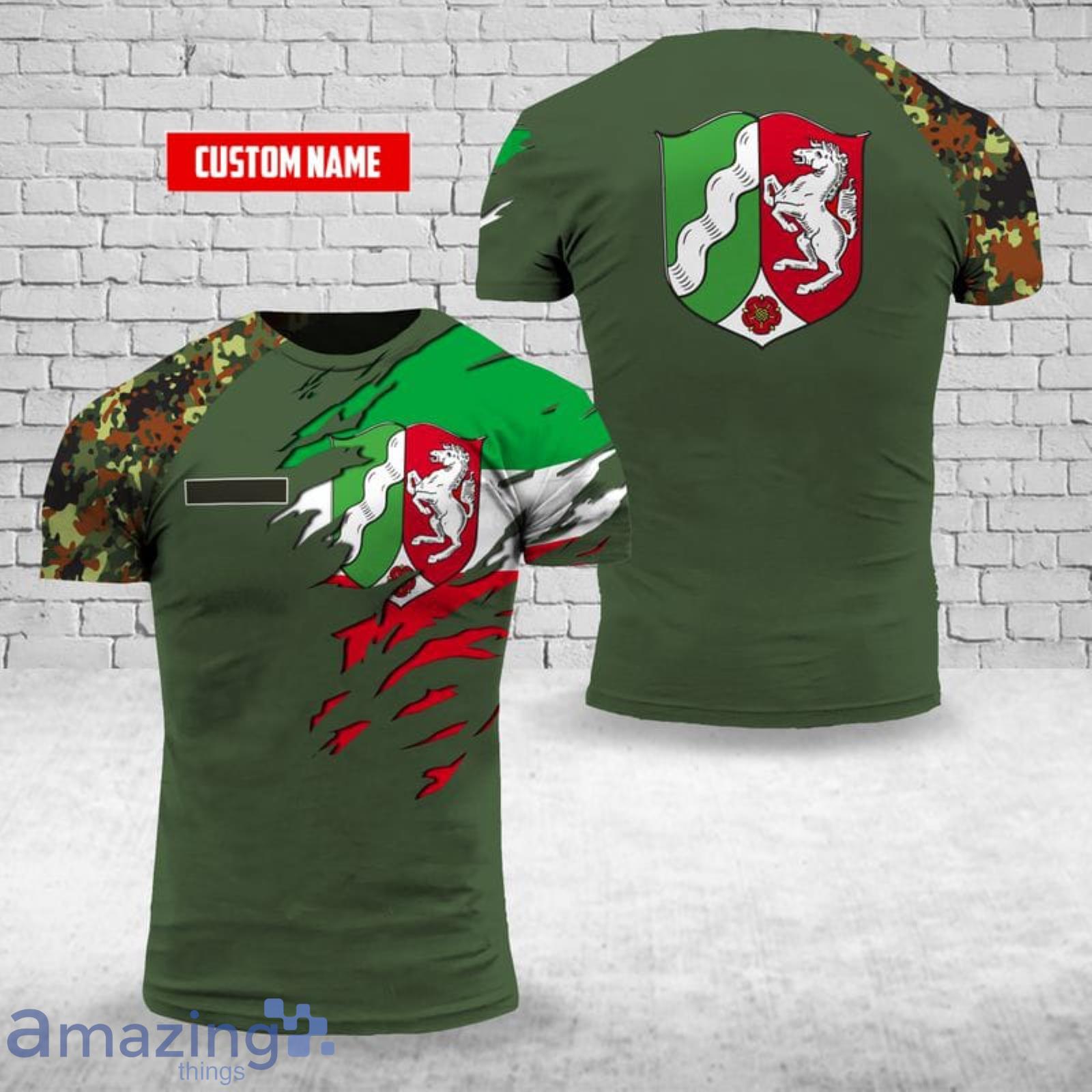 Personalized Name Germany North Rhine-Westphalia Green 3D T-Shirt Product Photo 1