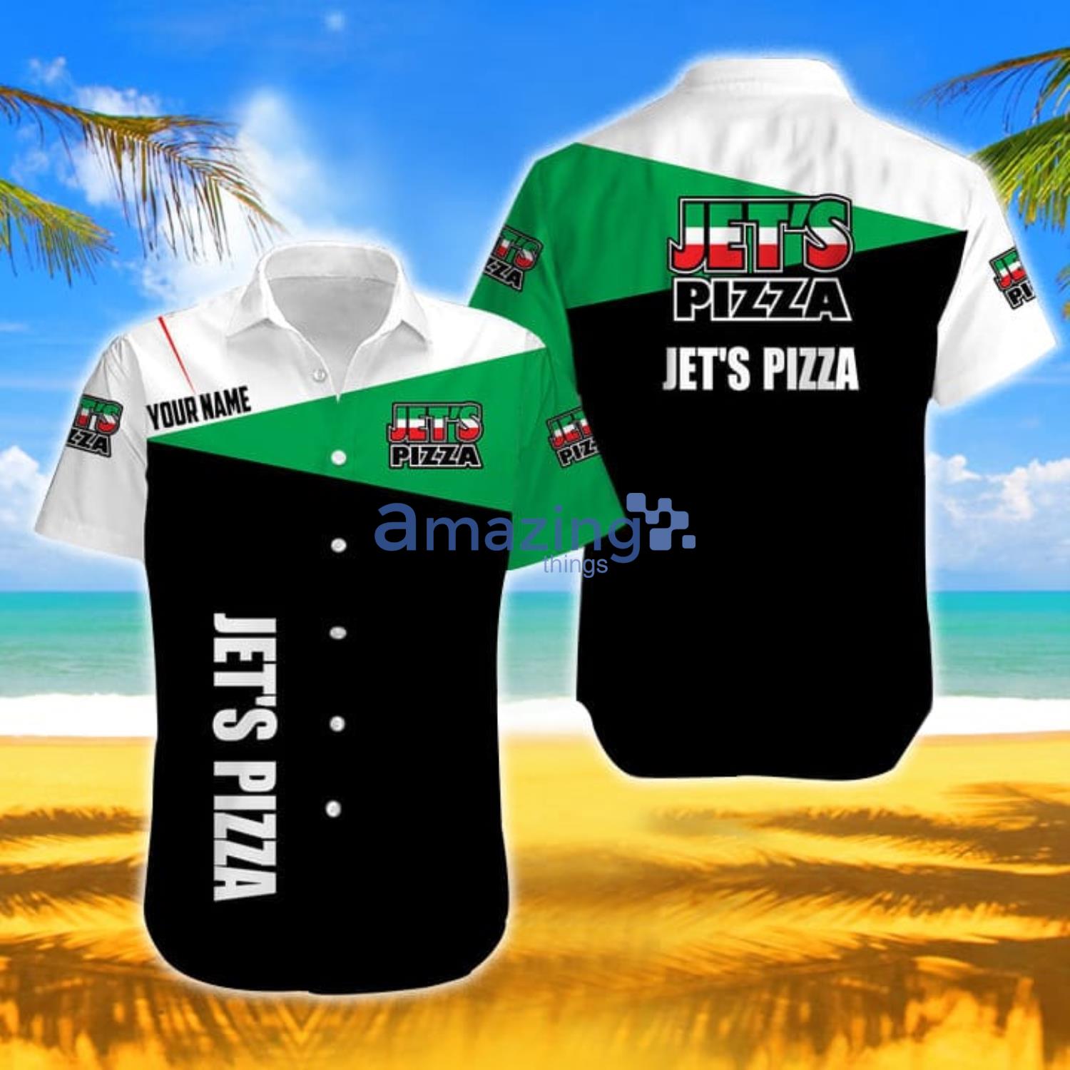 Personalized Name Jet's Pizza Men And Women Hawaiian Shirt