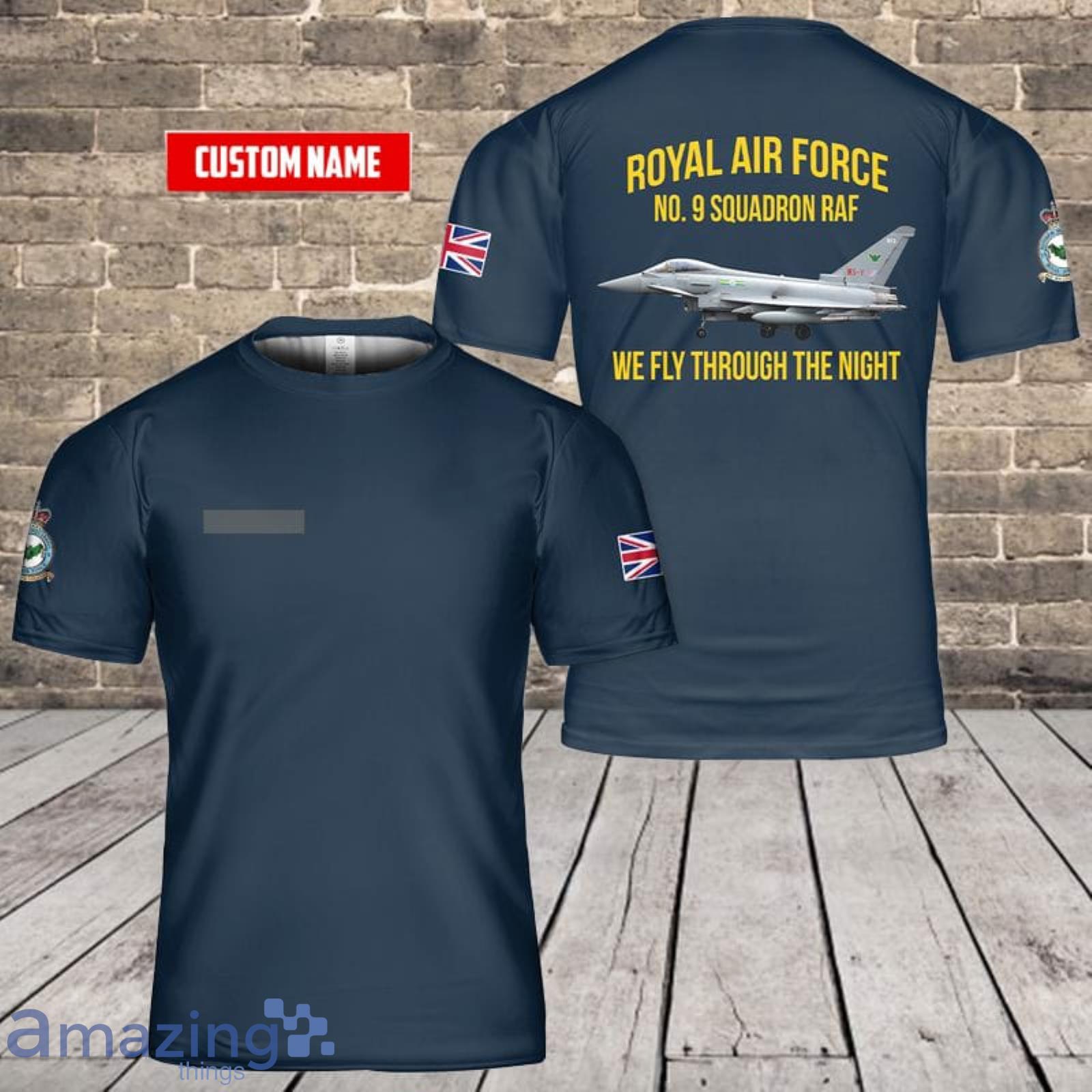 Personalized Name Royal Air Force No. 9 Squadron RAF Eurofighter Typhoon FGR.4 3D T-Shirt Product Photo 1