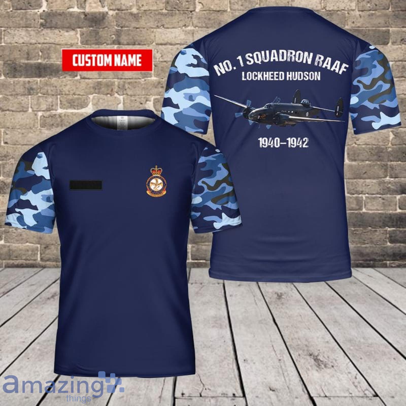Personalized Name Royal Australian Air Force No. 1 Squadron RAAF Lockheed Hudson 3D T-Shirt Product Photo 1