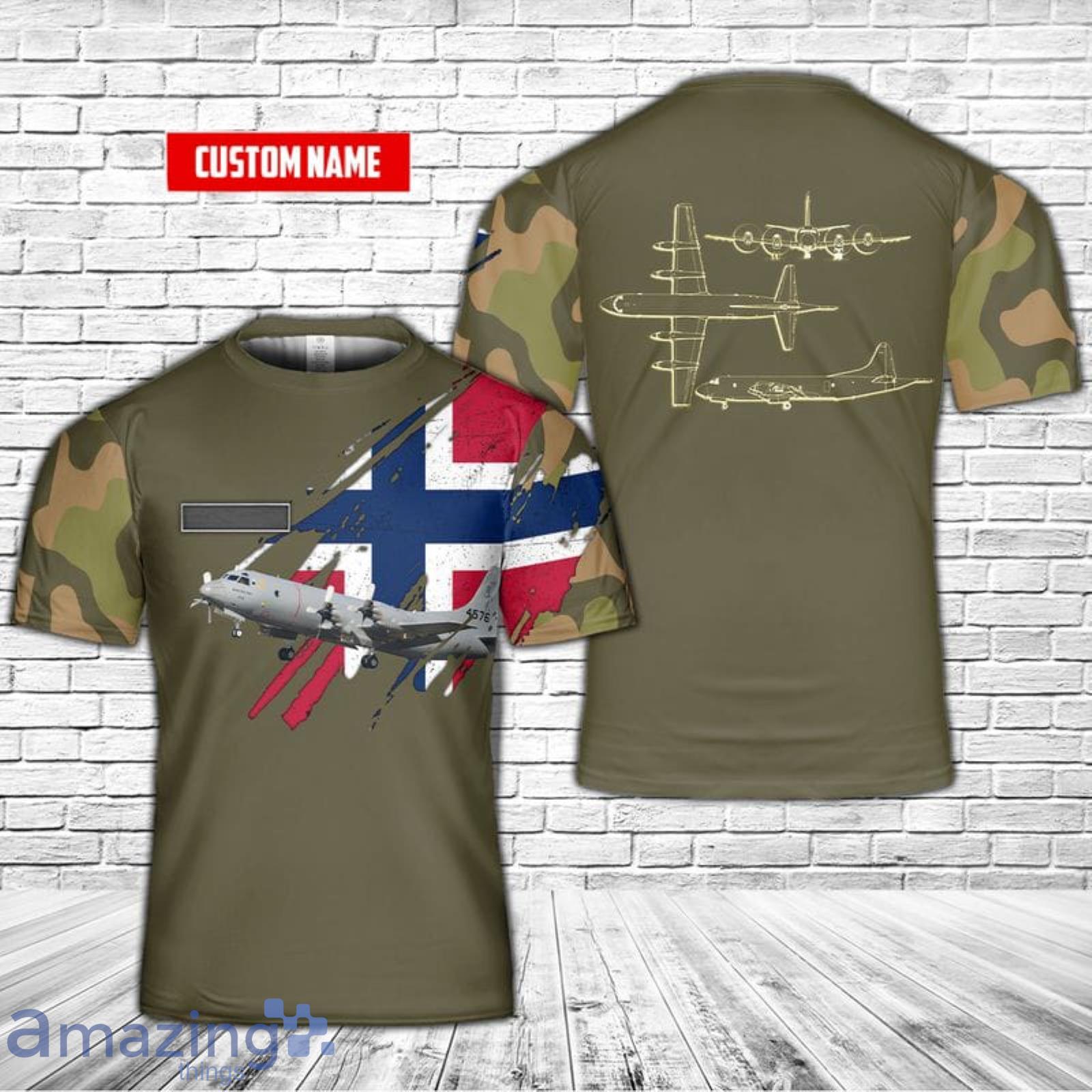 Personalized Name Royal Norwegian Air Force P-3 Orion 3D T-Shirt Product Photo 1