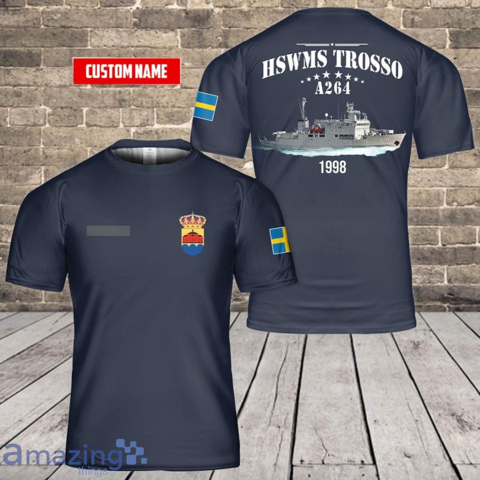 Personalized Name Swedish Navy HSwMS Trosso (A264) 3D T-Shirt Product Photo 1