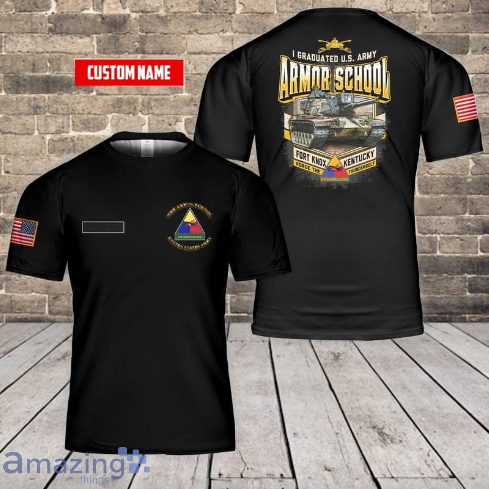 Personalized Name United States Army Armor School 3D T-Shirt Product Photo 1