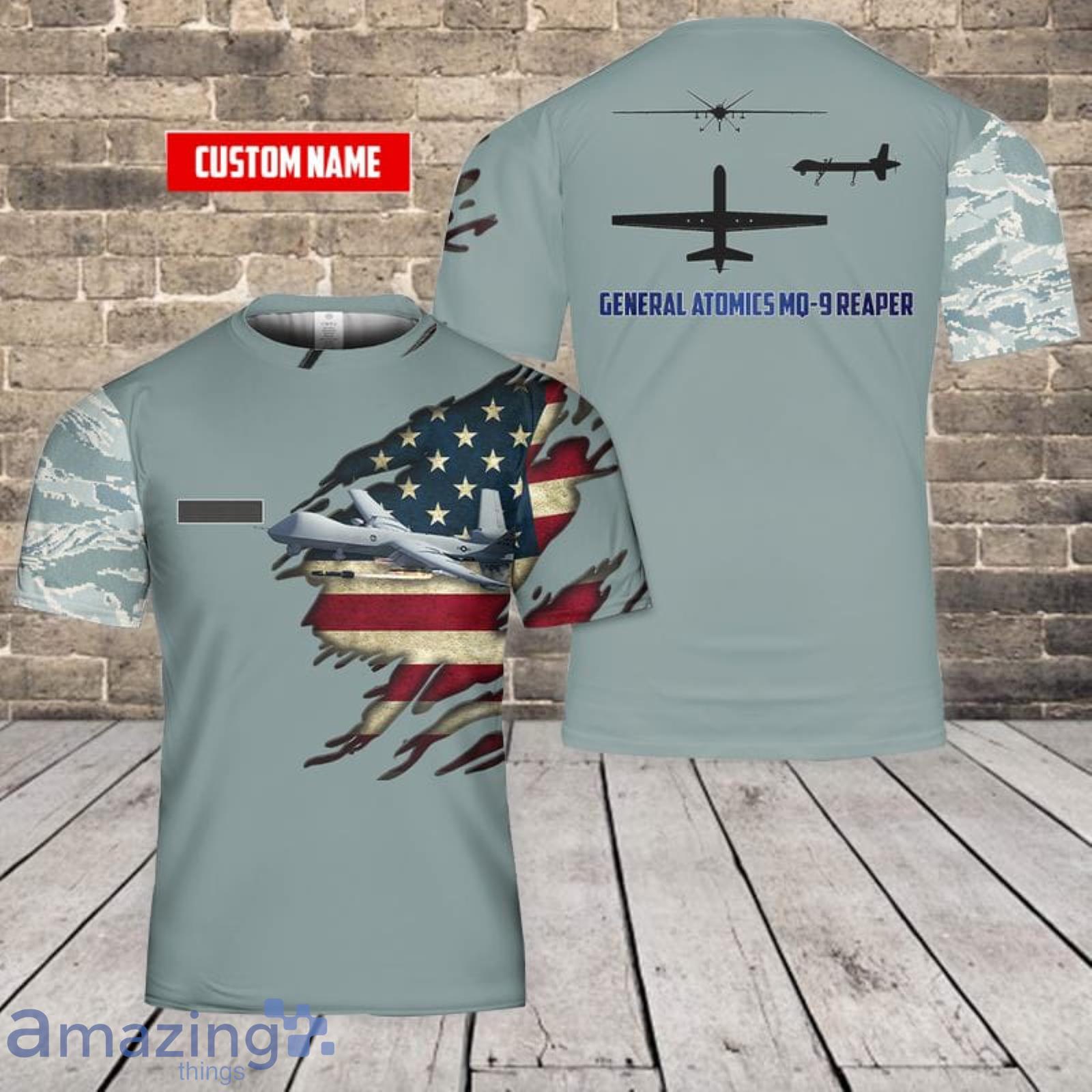 Personalized Name US Air Force General Atomics MQ-9 Reaper 3D T-Shirt Product Photo 1