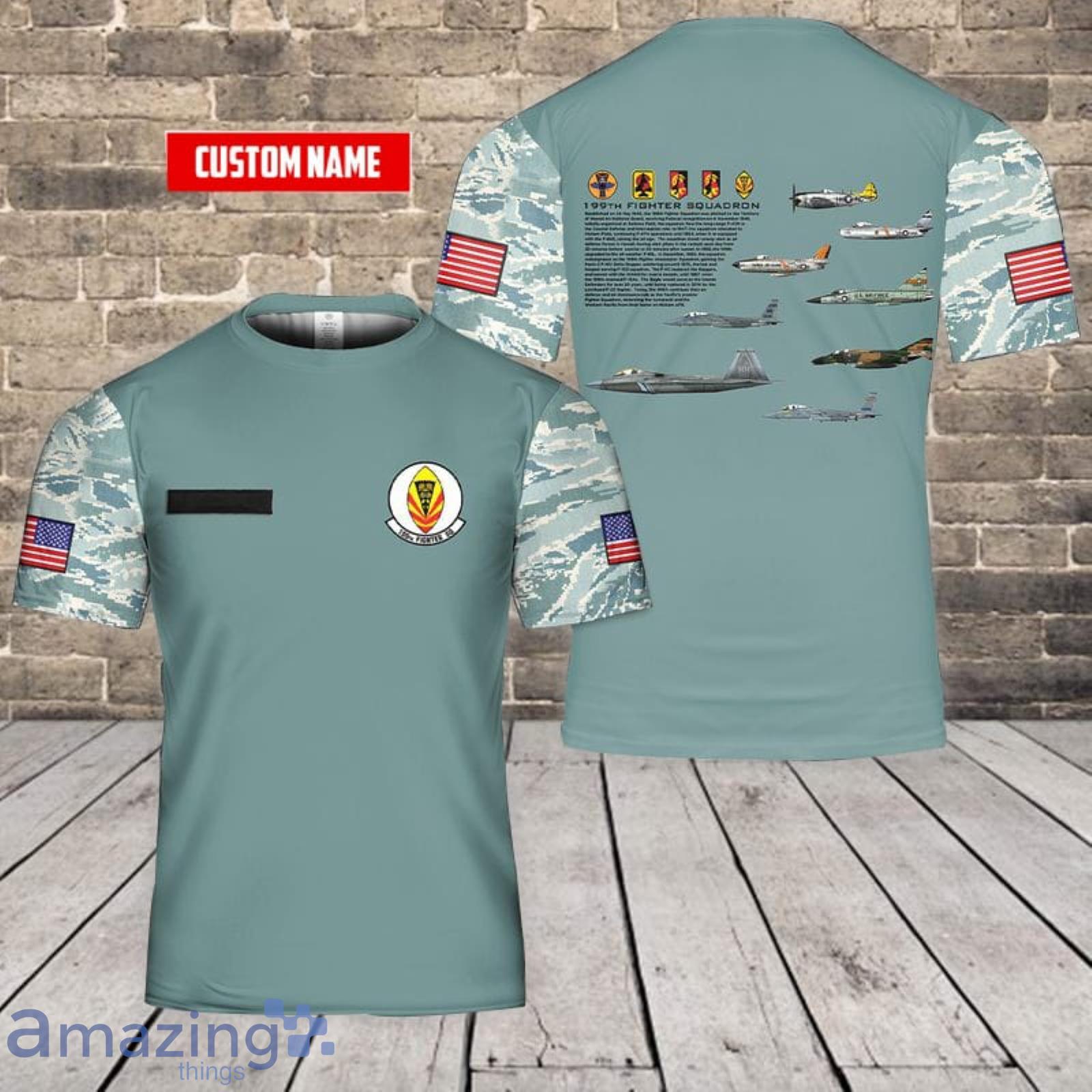 Personalized Name US Air Force Hawaii Air National Guard 199th Fighter Squadron 3D T-Shirt Product Photo 1