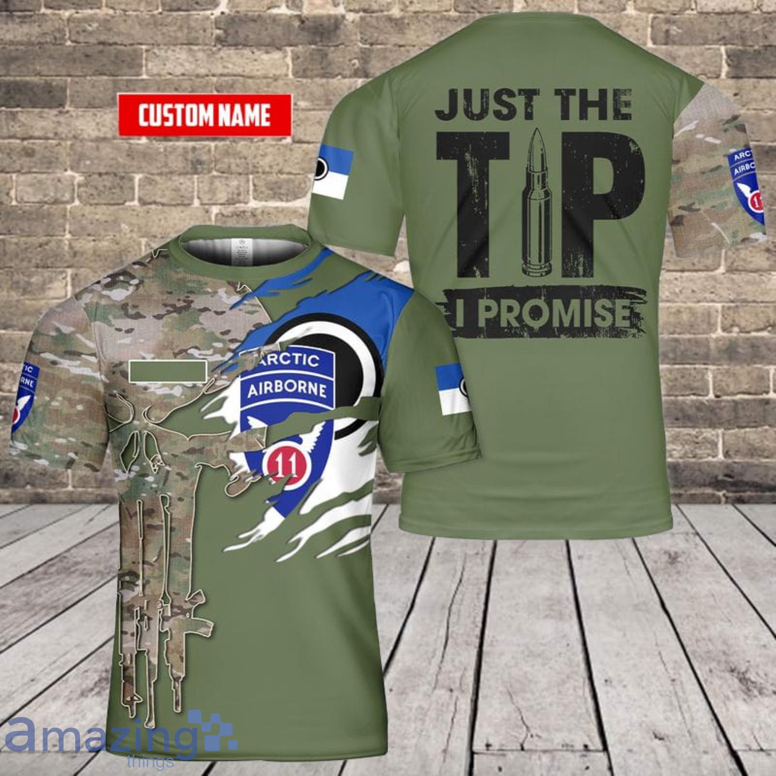 Personalized Name U.S Army 11th Airborne Division (Arctic Angels) 3D T-Shirt Product Photo 1