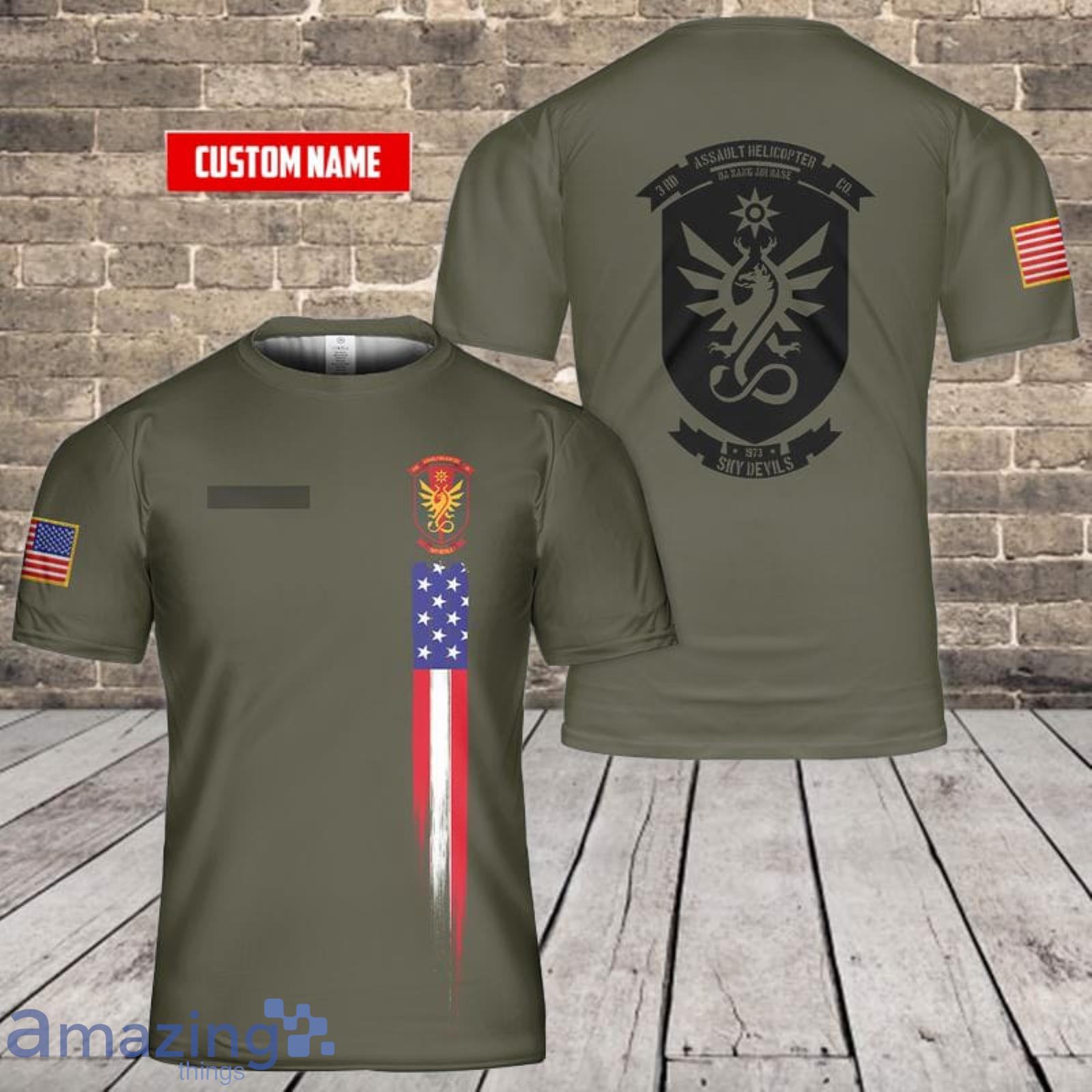 Personalized Name US Army 3rd Assault Helicopter Company 3D T-Shirt Product Photo 1