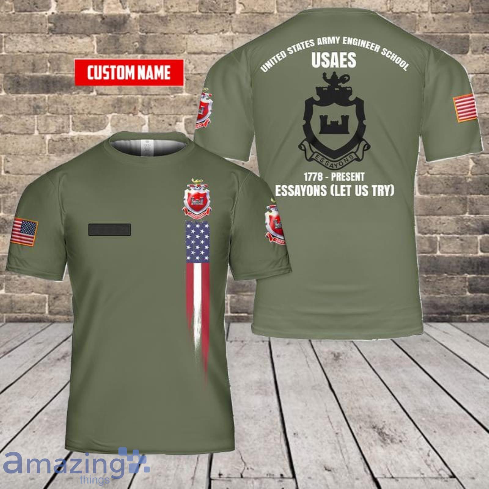 Personalized Name US Army Engineer School (USAES) 3D T-Shirt Product Photo 1