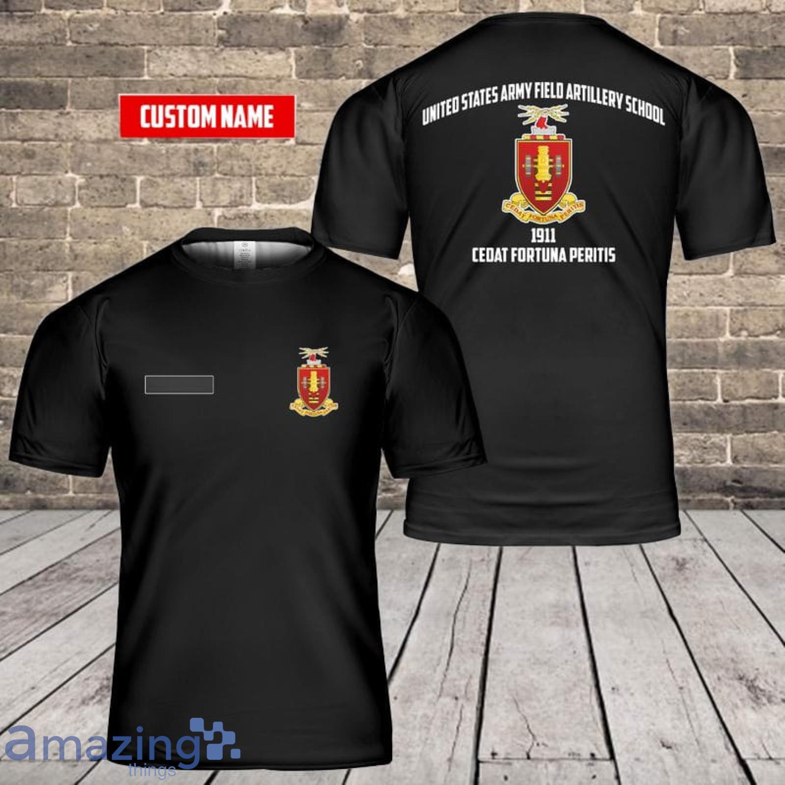 Personalized Name US Army Field Artillery School (USAFAS) Black 3D T-Shirt Product Photo 1