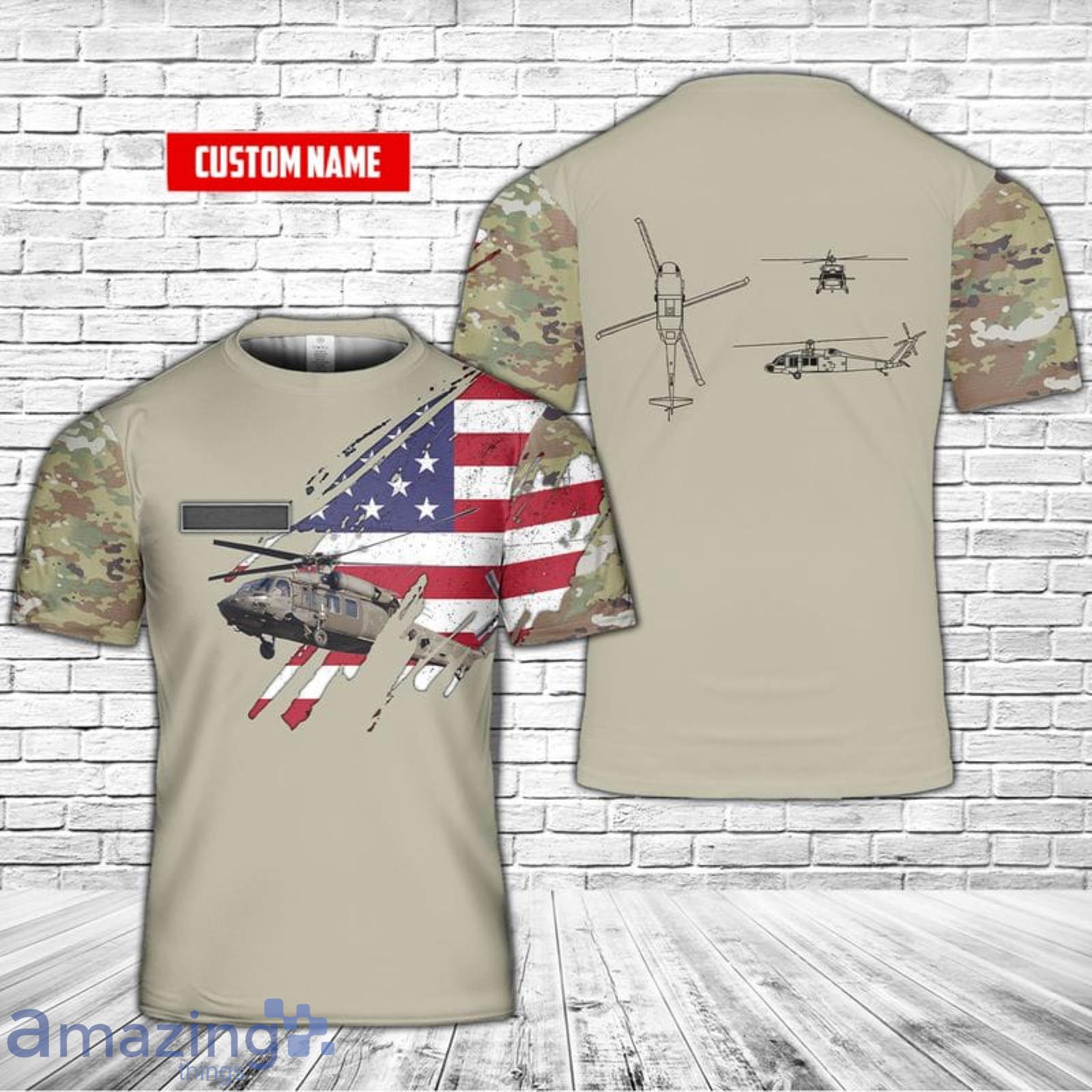Personalized Name US Army Sikorsky UH-60 Black Hawk 3D T-Shirt Product Photo 1