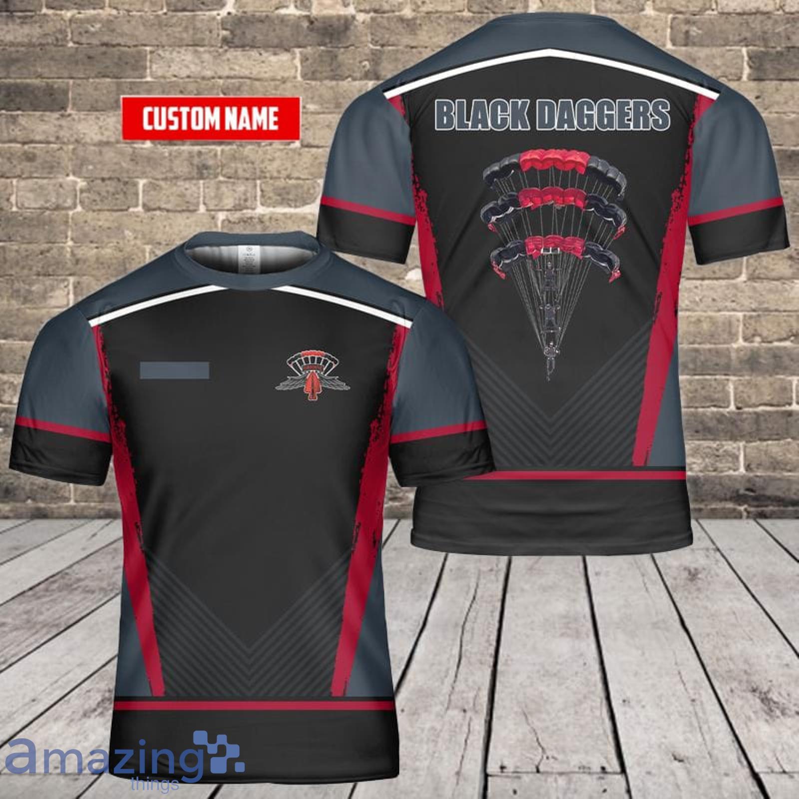 Personalized Name U.S. Army Special Operations Command Parachute Demonstration Team Black Daggers 3D T-Shirt Product Photo 1