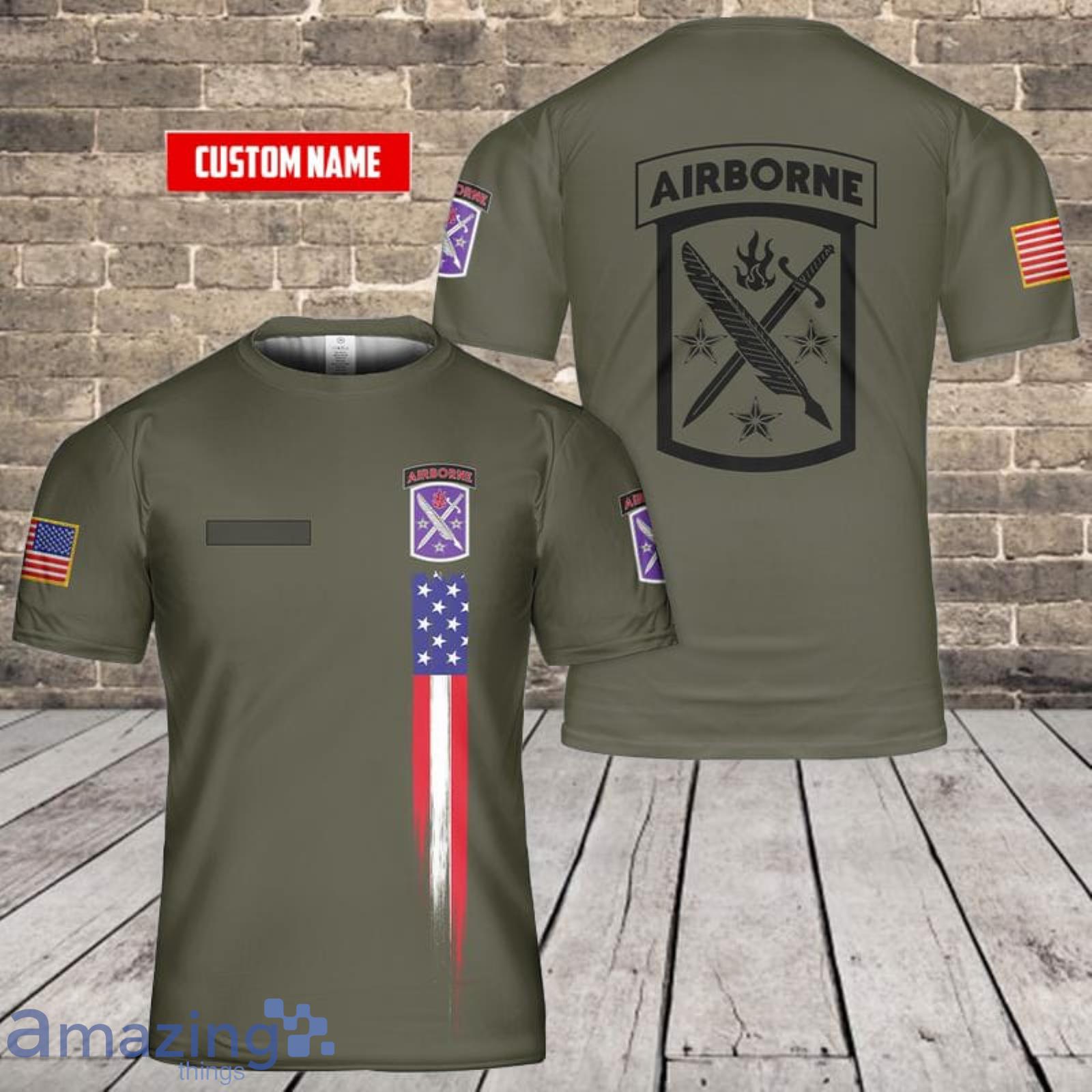 Personalized Name U.S. Army's 95th Civil Affairs Brigade combat service identification badge 3D T-Shirt Product Photo 1