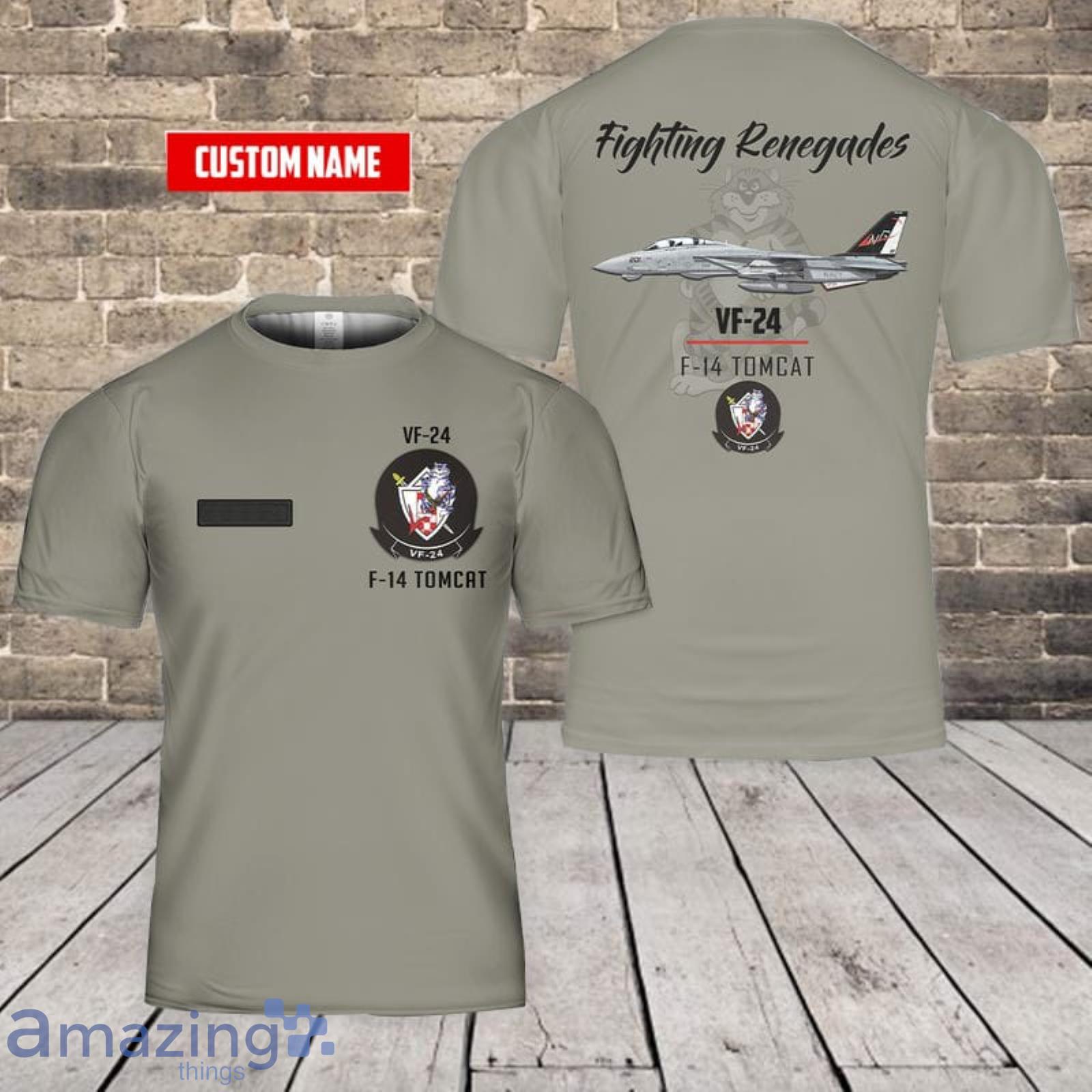 Personalized Name US Navy F-14 Tomcat Of VF-24 Fighting Renegades 3D T-Shirt Product Photo 1