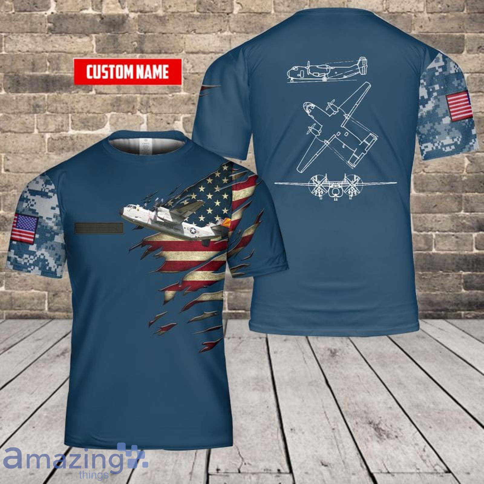 Personalized Name US Navy Grumman C-2A Greyhound 3D T-Shirt Product Photo 1