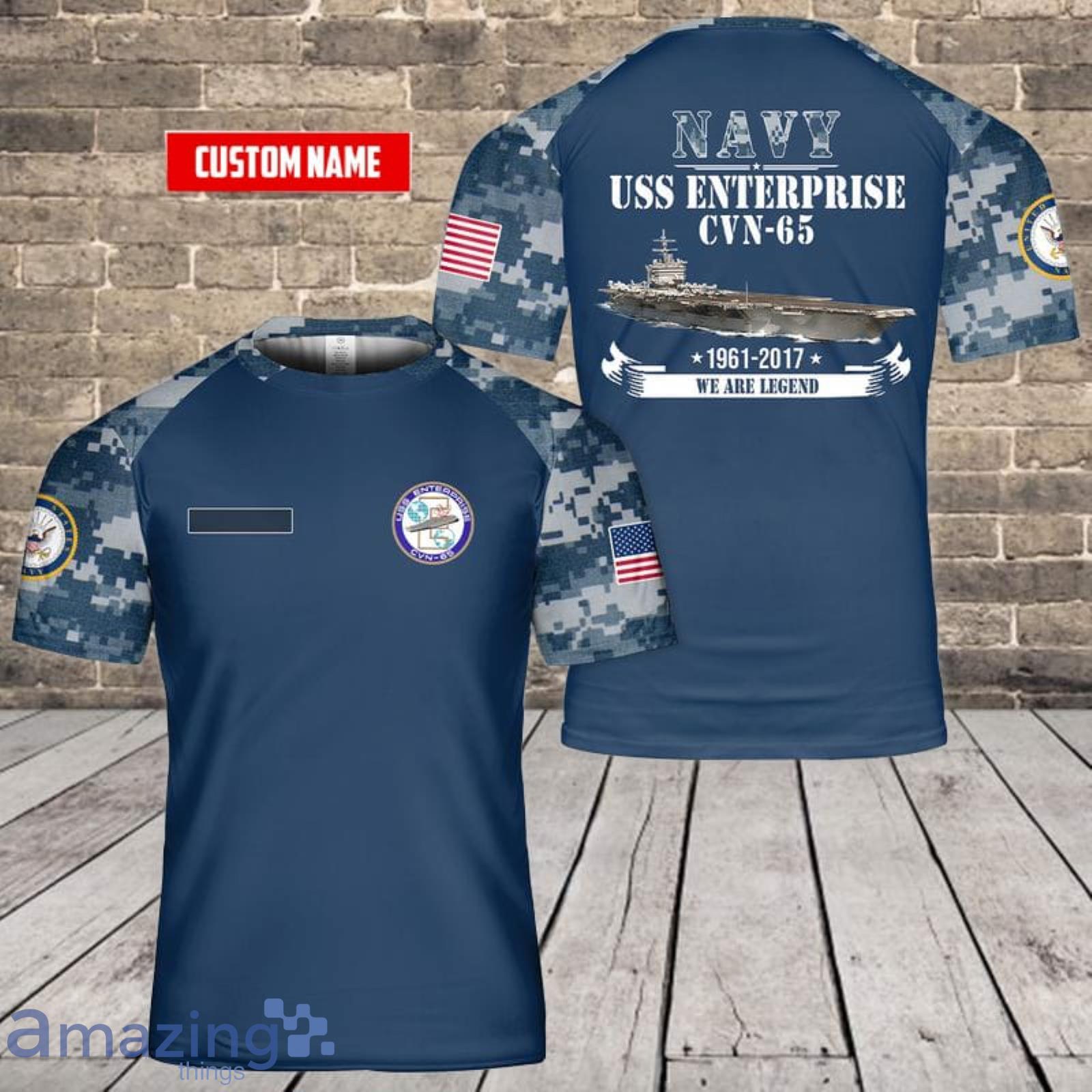 Personalized Name US Navy USS Enterprise (CVN-65) 3D T-Shirt Product Photo 1
