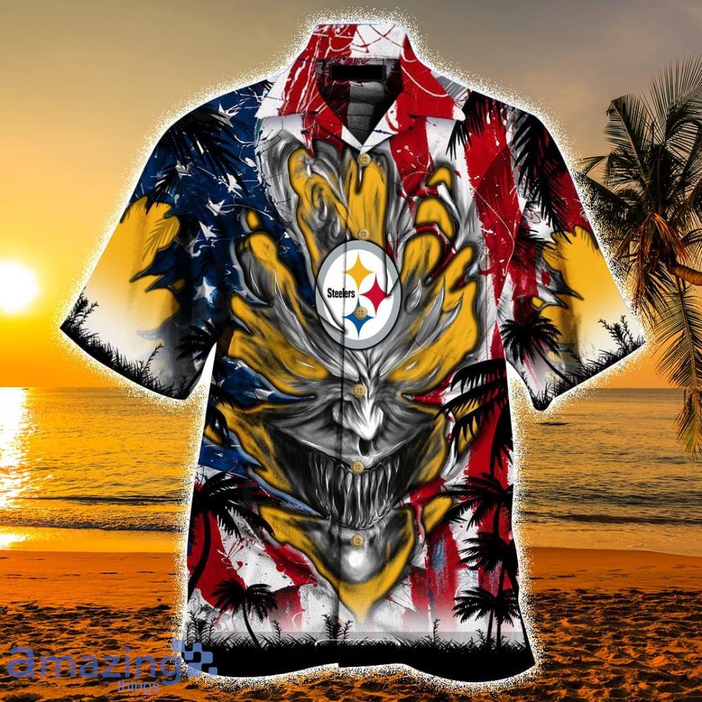 Pittsburgh Steelers US Memorial Day Demon Face Personalized Hawaiian Shirt  - HipposFashion