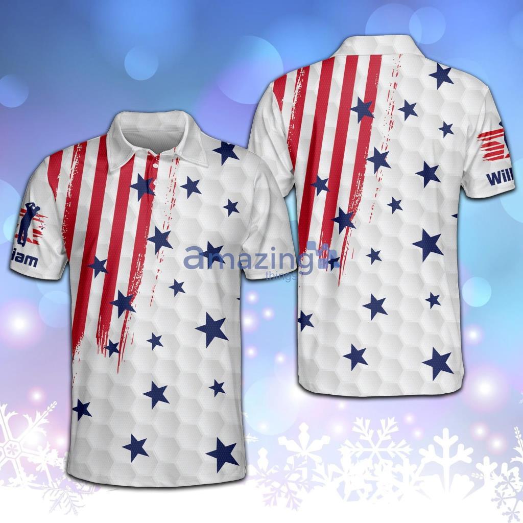 Personalized Patriotic American Flag Golf Polo Shirt - Personalized Patriotic American Flag Golf Polo Shirt
