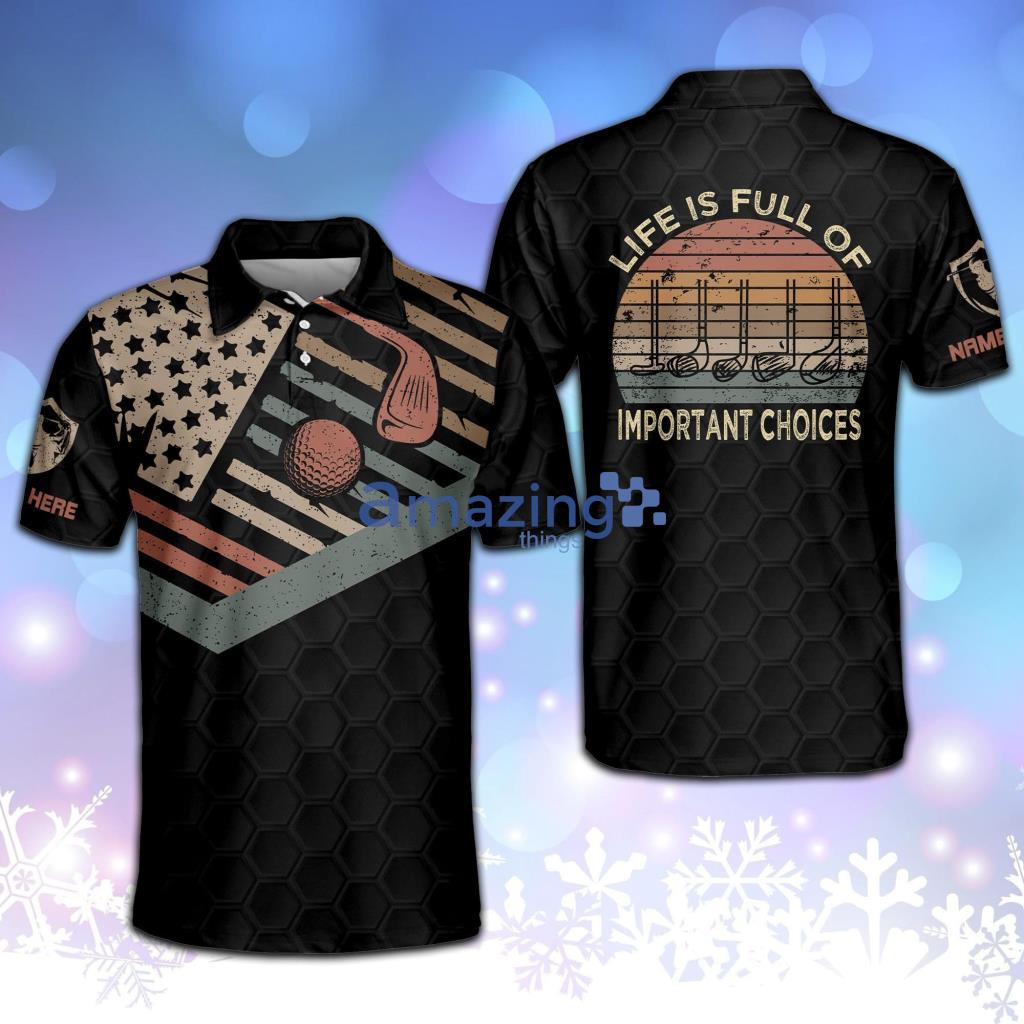 Personalized Patriotic Retro Golf Polo Shirt - Personalized Patriotic Retro Golf Polo Shirt