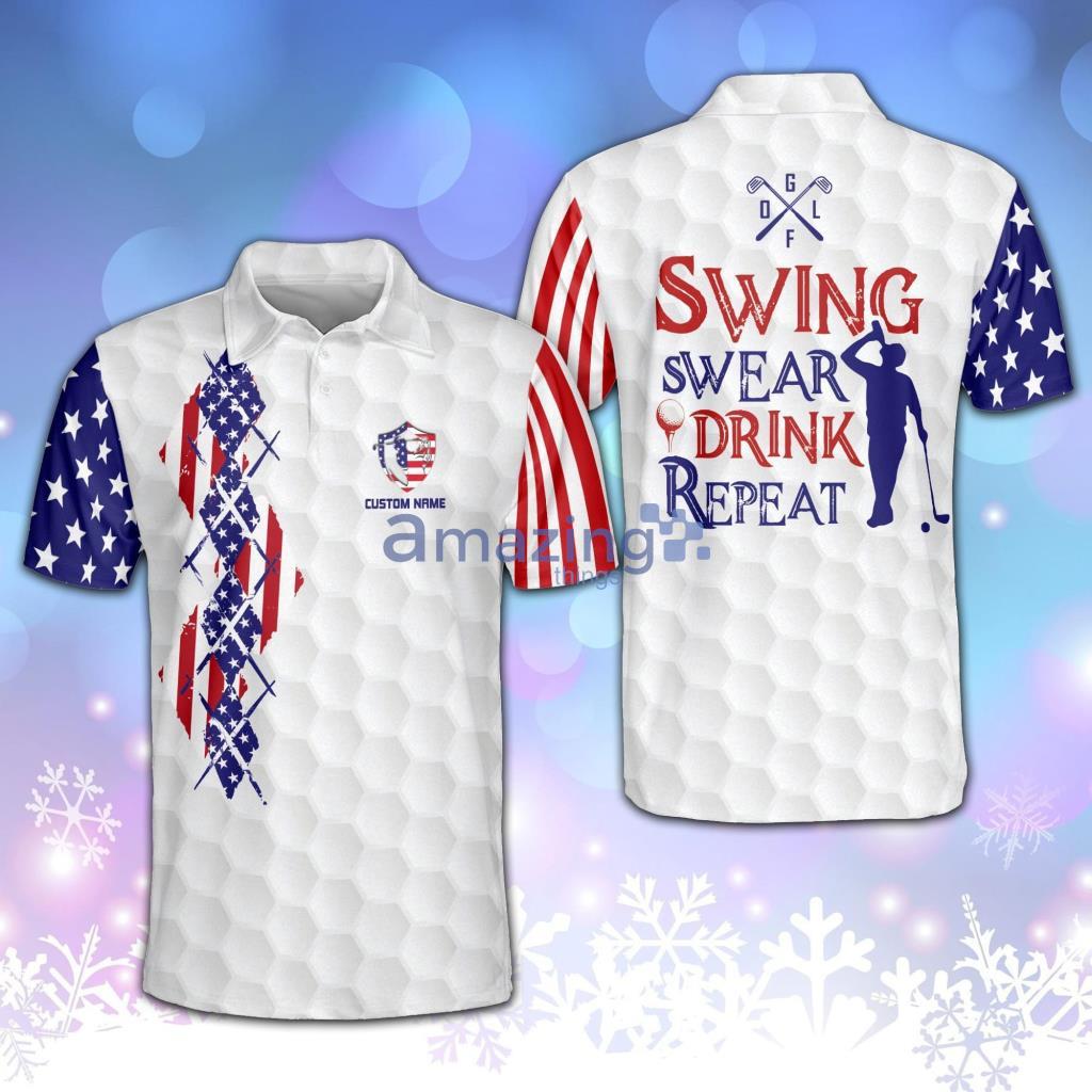 Personalized Patriotic USA Swing Swear Drink Repeat Polo Shirt - Personalized Patriotic Usa Swing swear drink repeat Polo Shirt