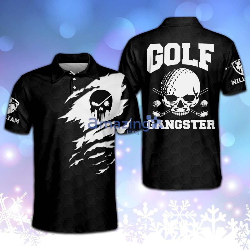 Personalized Skull Golf Gangster Lightweight Golf Polo Shirt - Personalized Skull Golf Gangster Lightweight Golf Polo Shirt