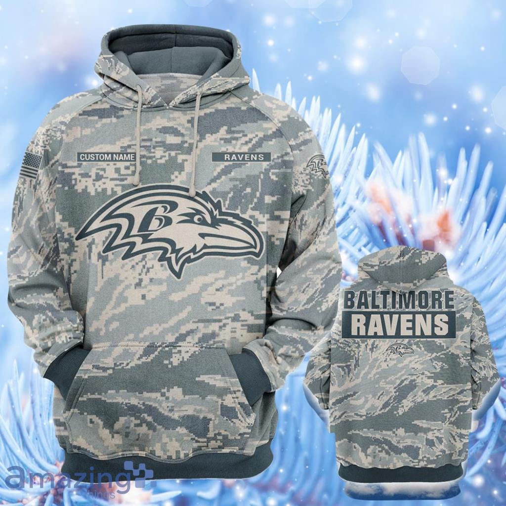 Personalized Dark Camo Style Baltimore Ravens Hoodie - Teexpace