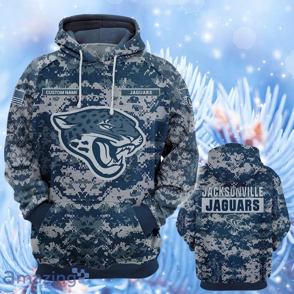 NFL Jacksonville Jaguars Camouflage Blue Hoodie, Zip Hoodie 3D All Over  Print For Fans