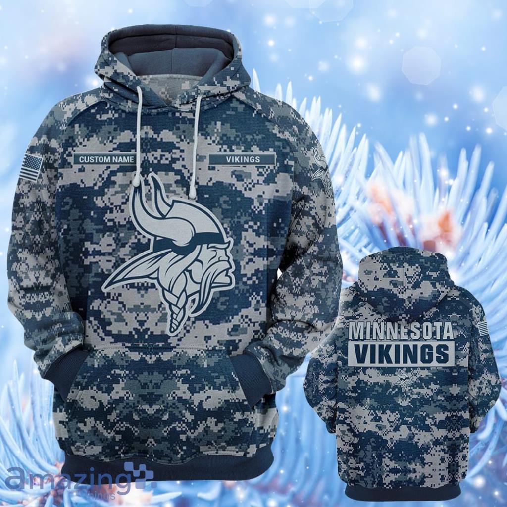 Personalized Your Name NFL Minnesota Vikings U.S. Navy NWU Camouflage  Hooide 3D Gift For Fans