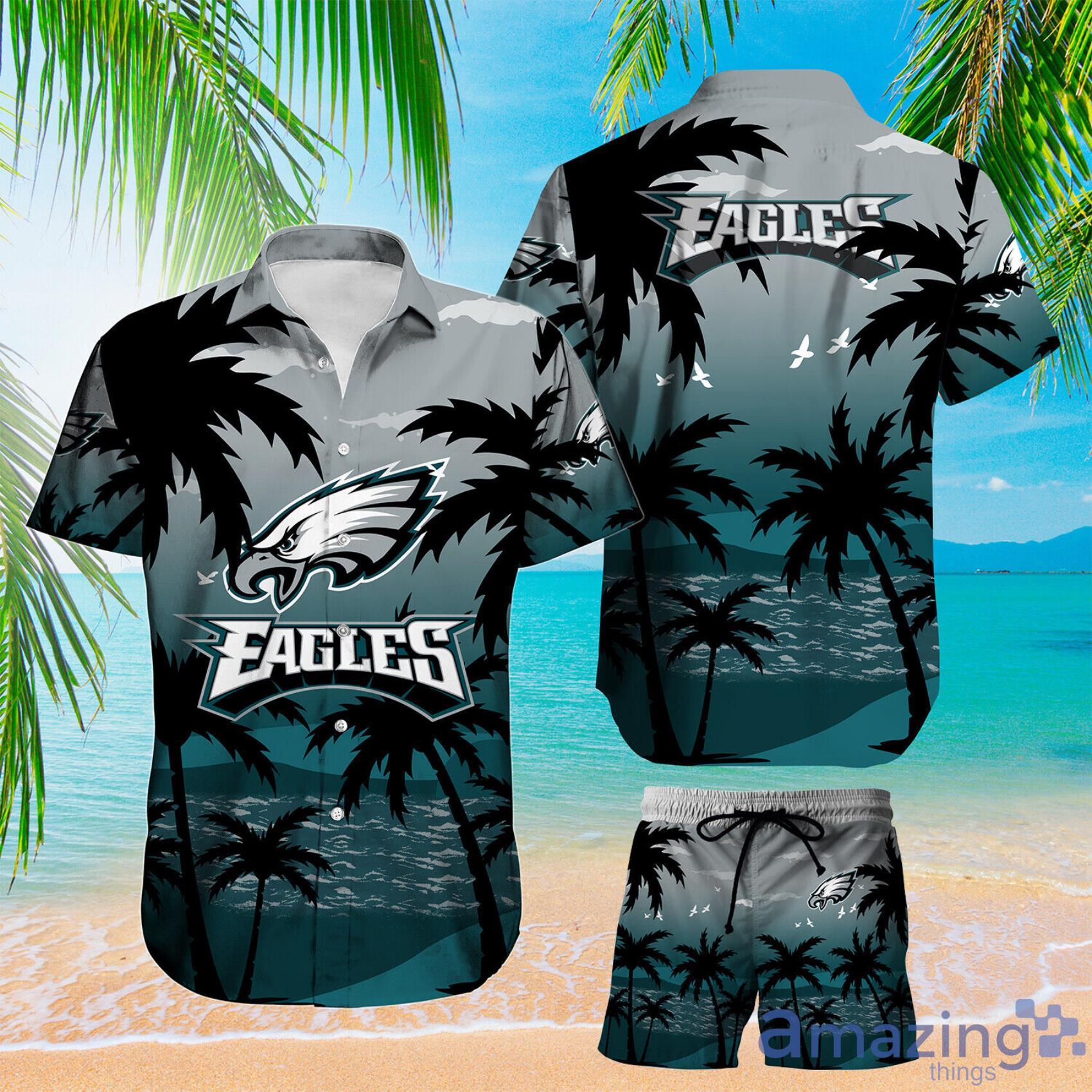 Philadelphia Eagles Men Hawaiian Summer Set Button-down Shirts Beach Shorts  Tops