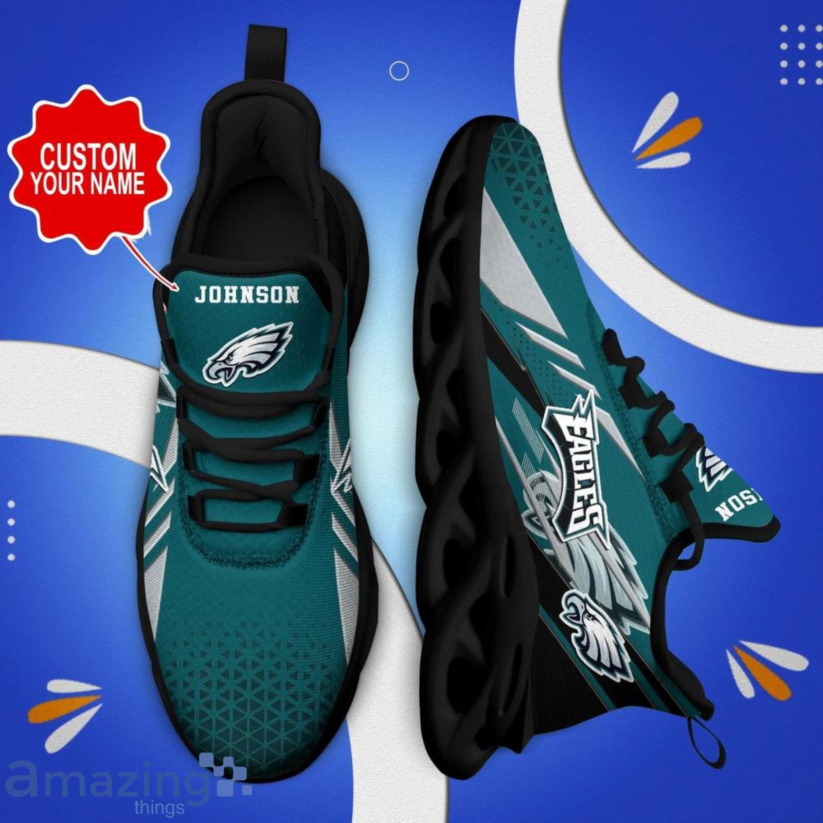 NFL Philadelphia Eagles Custom Name Green Black Max Soul Shoes