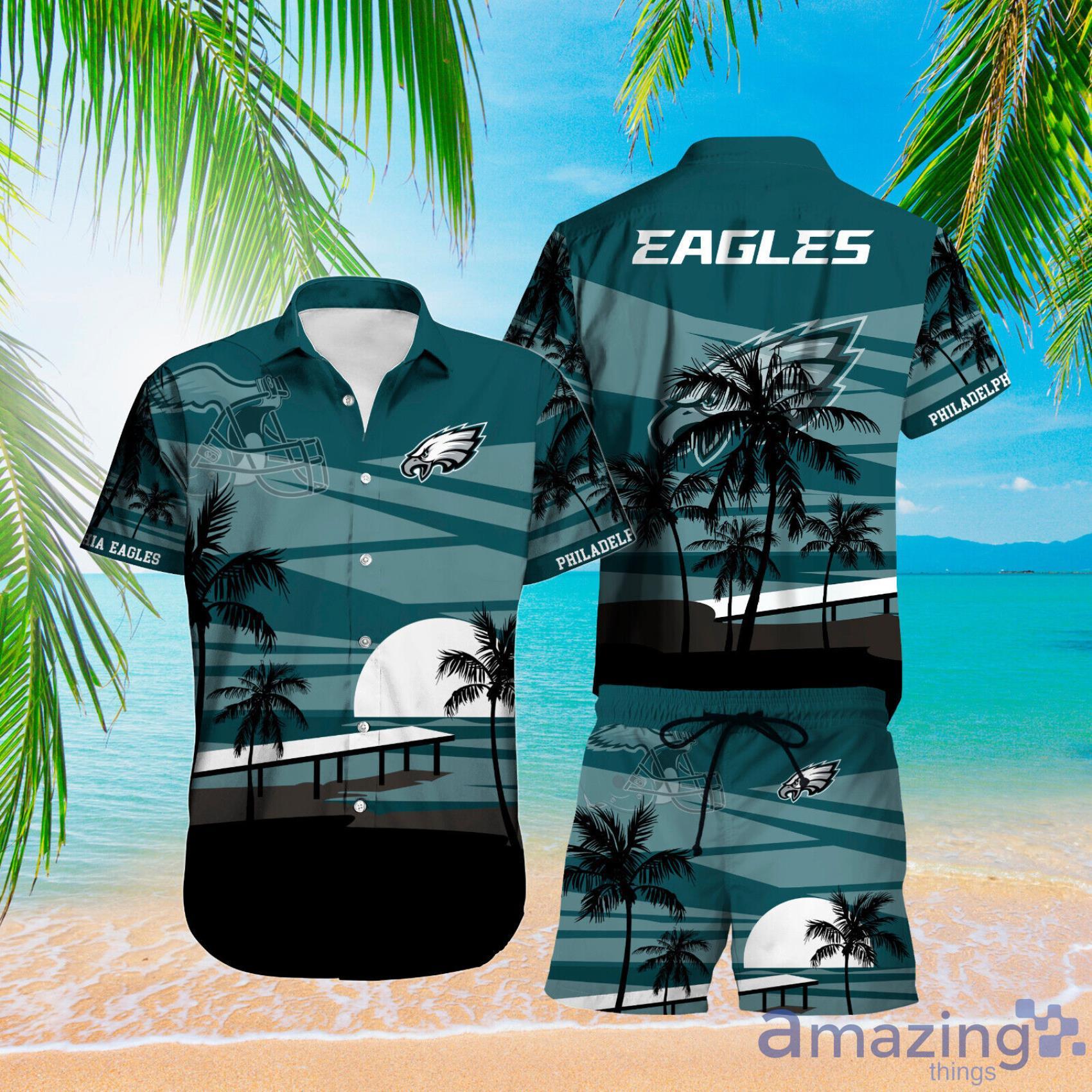 Philadelphia Eagles The Sun And Beach Over Print Hawaiian Shirt