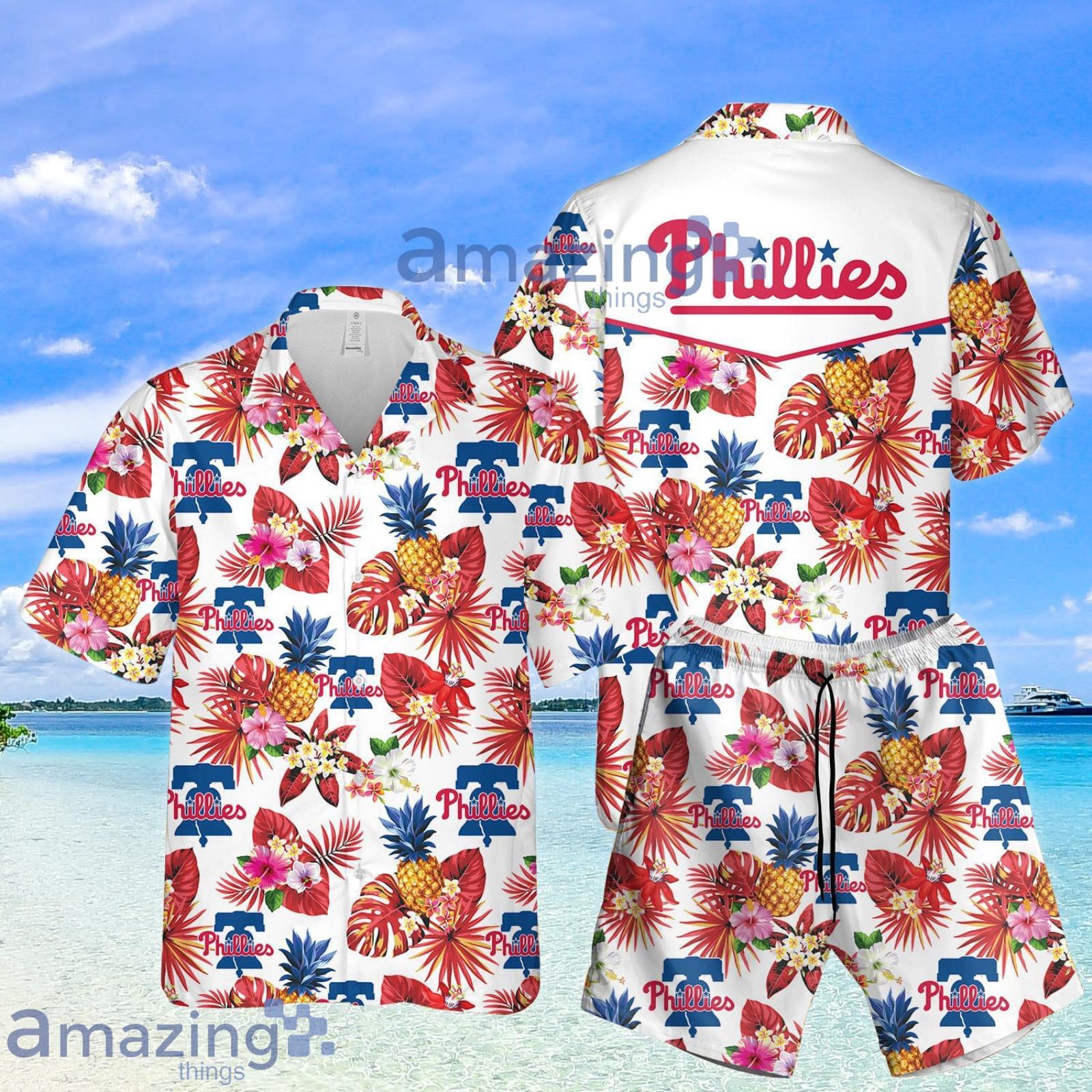 Phillies Pineapple Tropical Flower Summer Set Hawaiian Shirt And Shorts Product Photo 1
