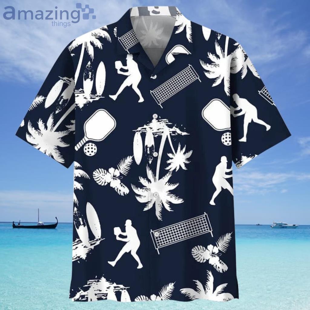 Pickleball Black And White Tropical Hawaiian Shirt - Pickleball Black And White Tropical Hawaiian Shirt