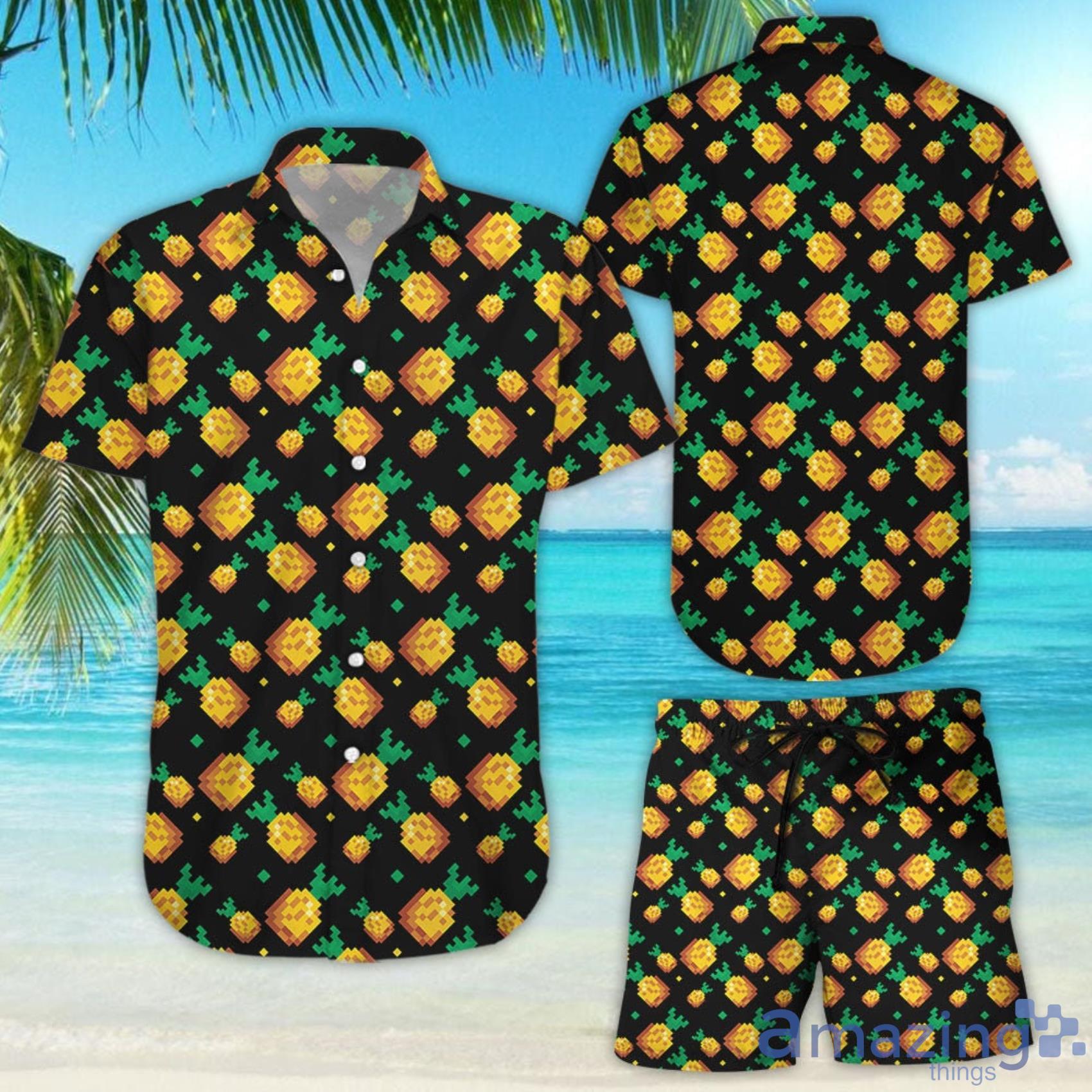 Pineapple Pattern Lovely Short Sleeve Hawaiian Shirt And Short Product Photo 1 Pineapple Pattern Lovely Short Sleeve Hawaiian Shirt And Short Product Photo 1